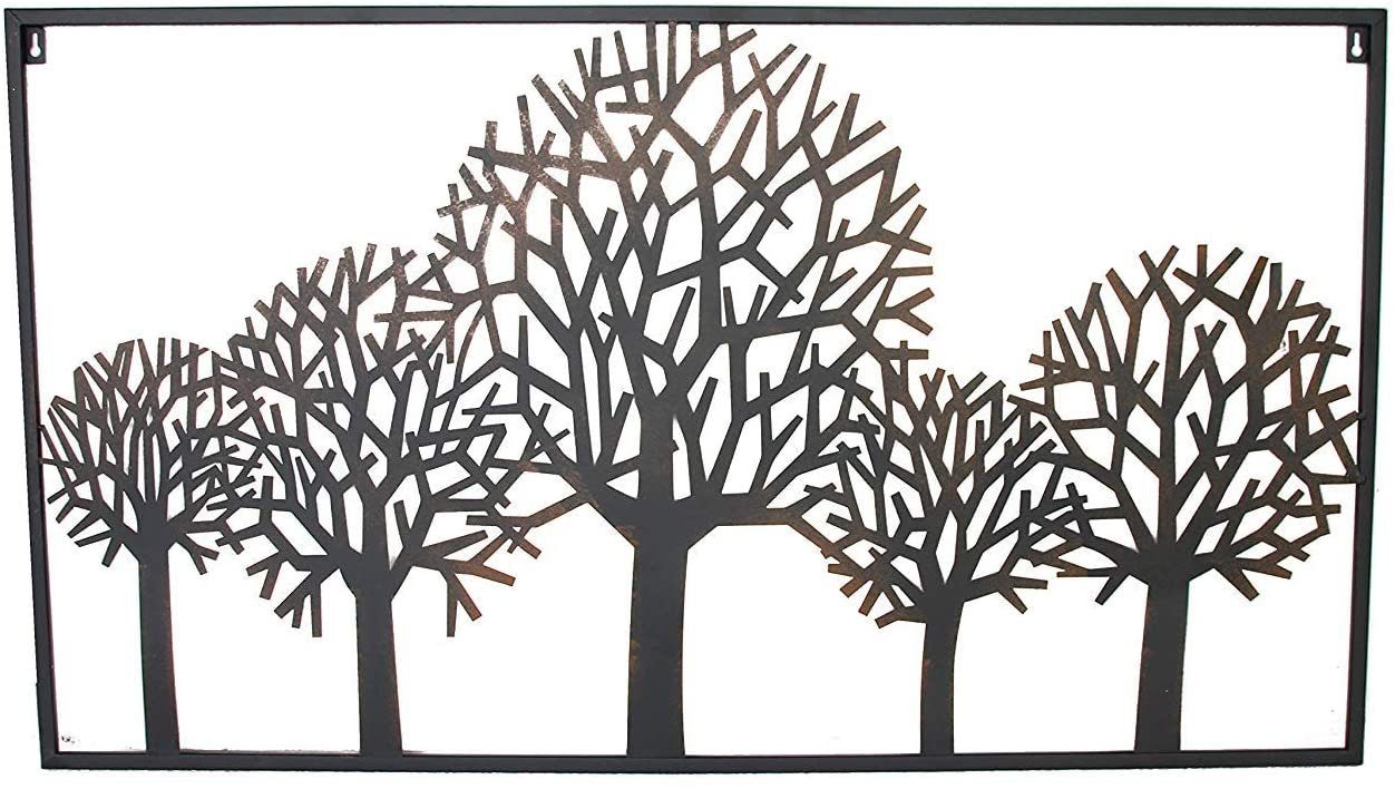 K&L Wall Art Metallbild Garten Metallbild Wohnzimmer Wandbild aus Metall Wanddeko, Baumreihe (Bild, 1 St), langlebig