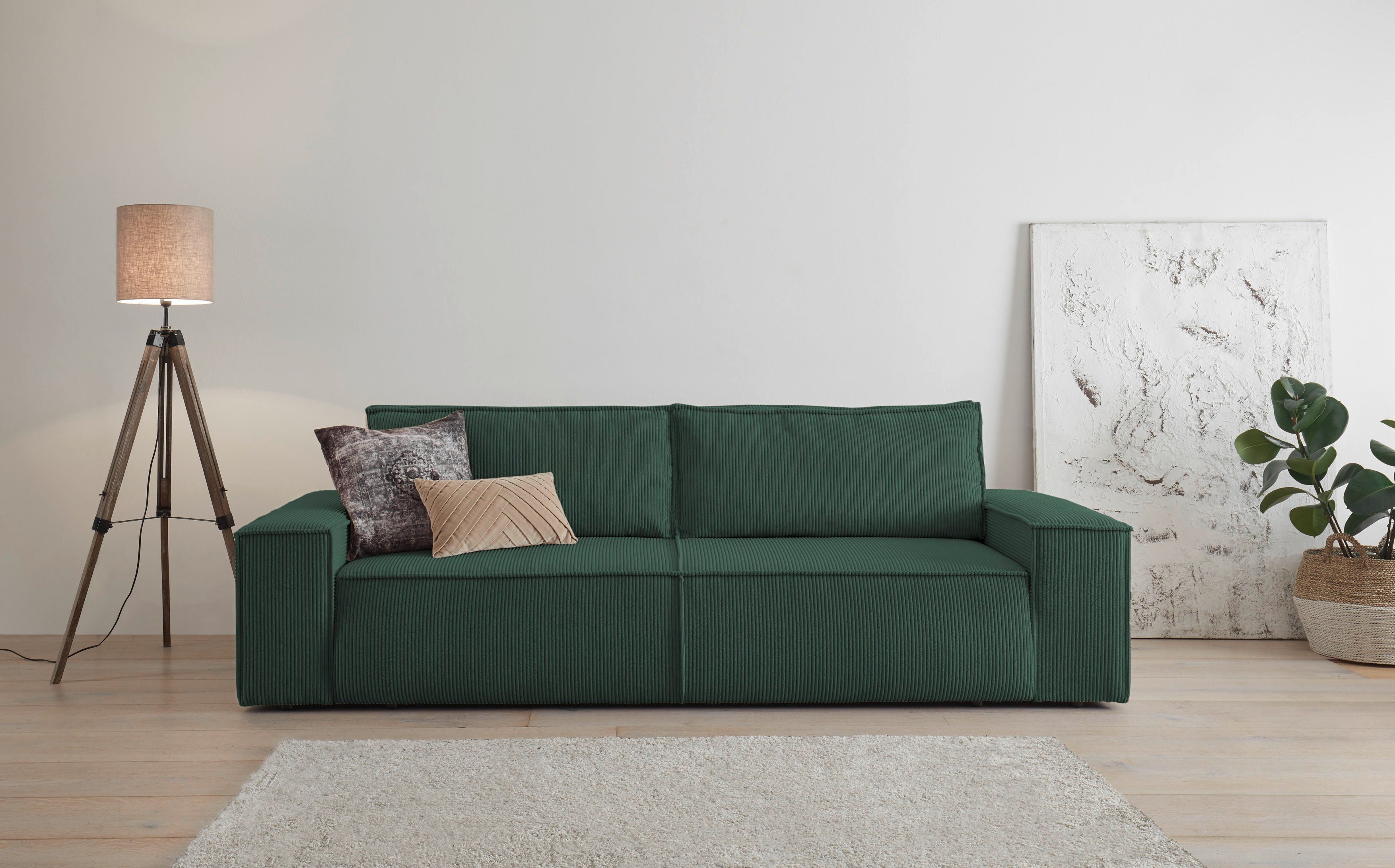 Home affaire 3-Sitzer SHERWOOD Schlafsofa (257cm) Cord, Samtvelours, Vintag günstig online kaufen