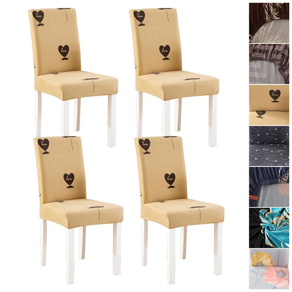 Stuhlhusse, HOMEIDEAS, 2er 4er 6er Set Stühle Schutz Dekoration Stuhlbezug Gelb