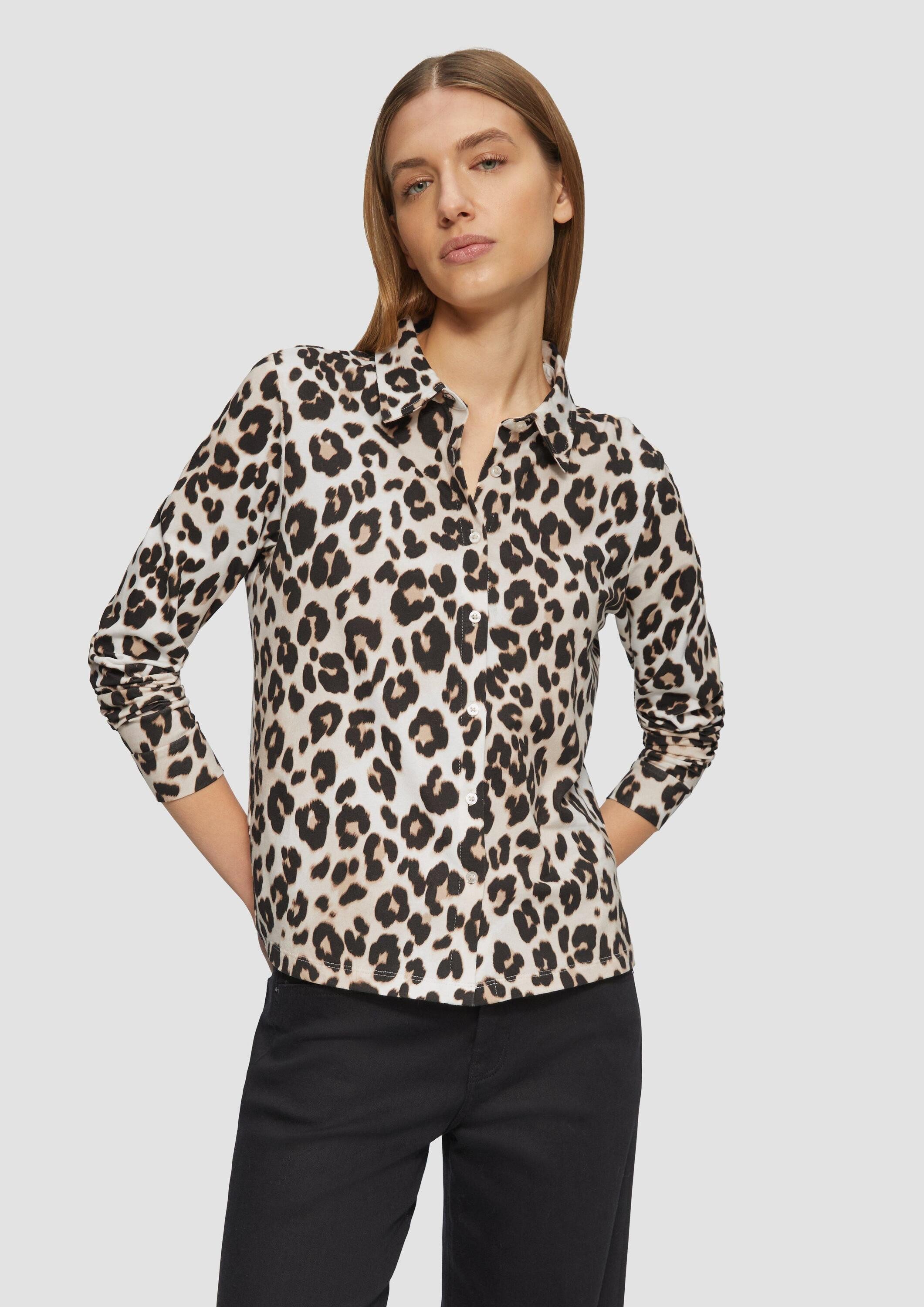 s.Oliver Langarmbluse T-Shirt Elastische Hemdbluse aus Jersey