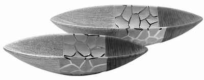 GlasArt Dekoschale Dekoschale Obstschale Schale Boot 'Boccaccio' grau-silber-anthrazit zwei Größen (Einzelprodukt, 1 St., kein Set), Bootförmig