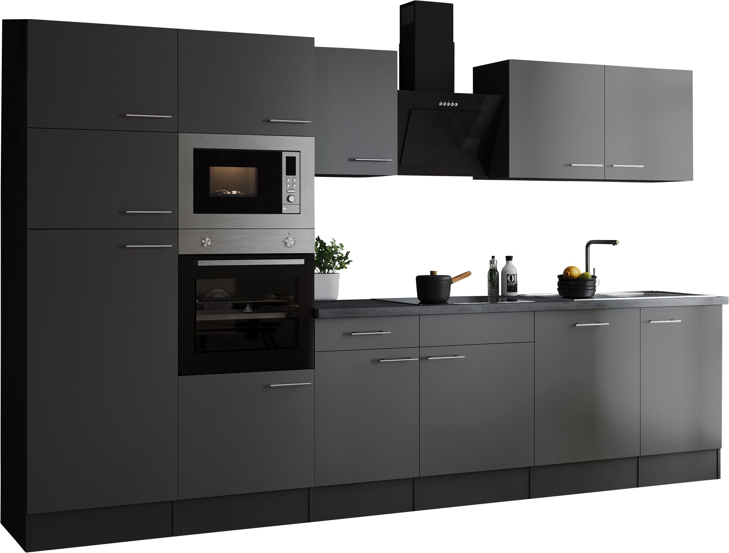 RESPEKTA Küchenzeile Oliver, wahlweise mit E-Geräten, Breite 340 cm, 90 cm Arbeitshöhe, in exklusiver Konfiguration für OTTO