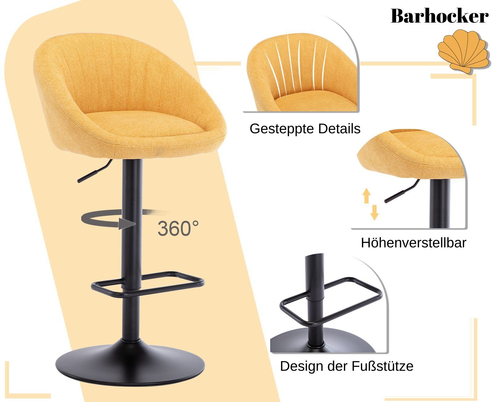 WAHSON OFFICE CHAIRS Barhocker höhenverstellbar drehbar günstig online kaufen