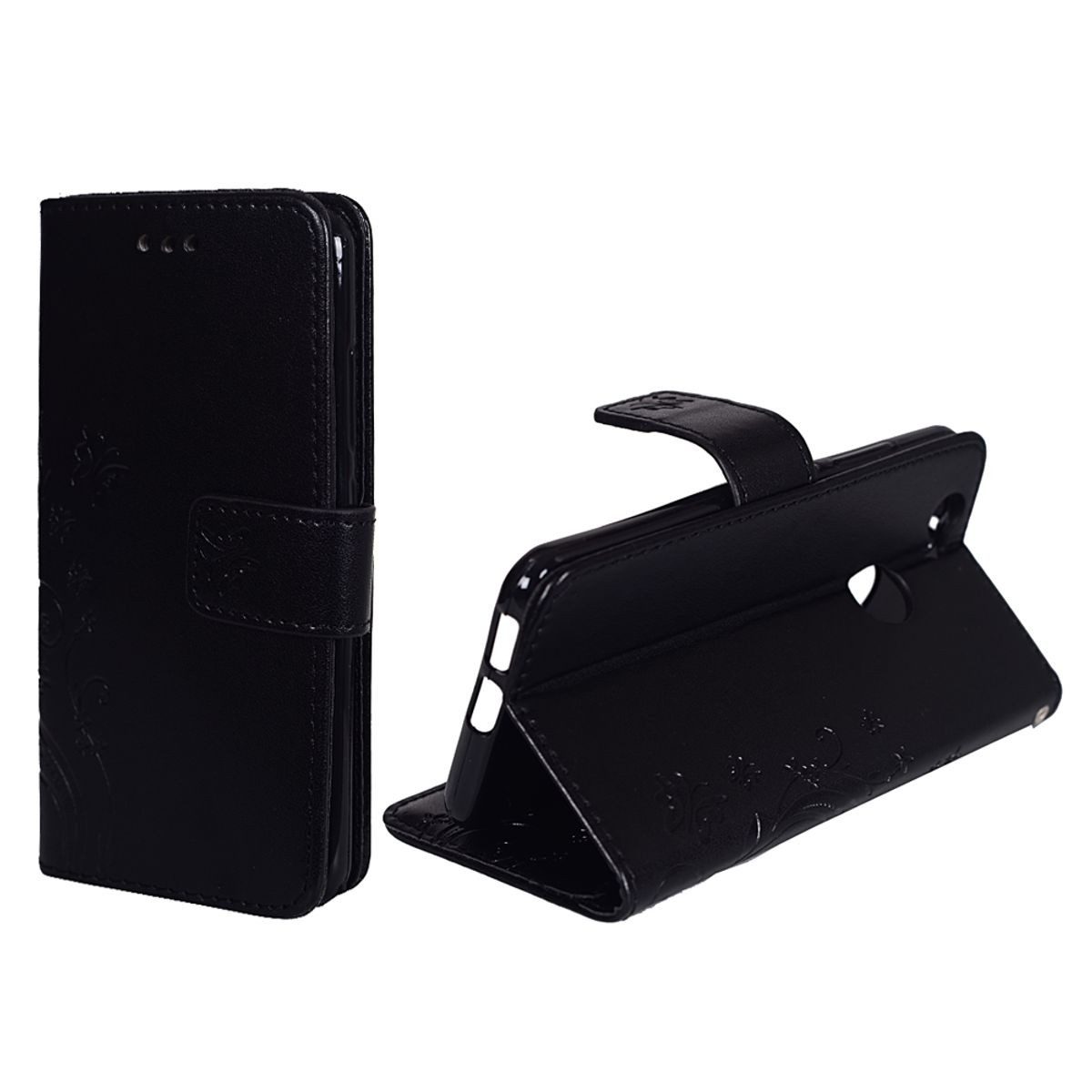 König Design Handyhülle Huawei Nova, Huawei Nova Handyhülle Bookcover Schwarz