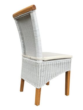 Casamia Esszimmerstuhl Esszimmer Stühle Set Rattanstühle Perth 4 Stück weiß Esstisch Stühle K