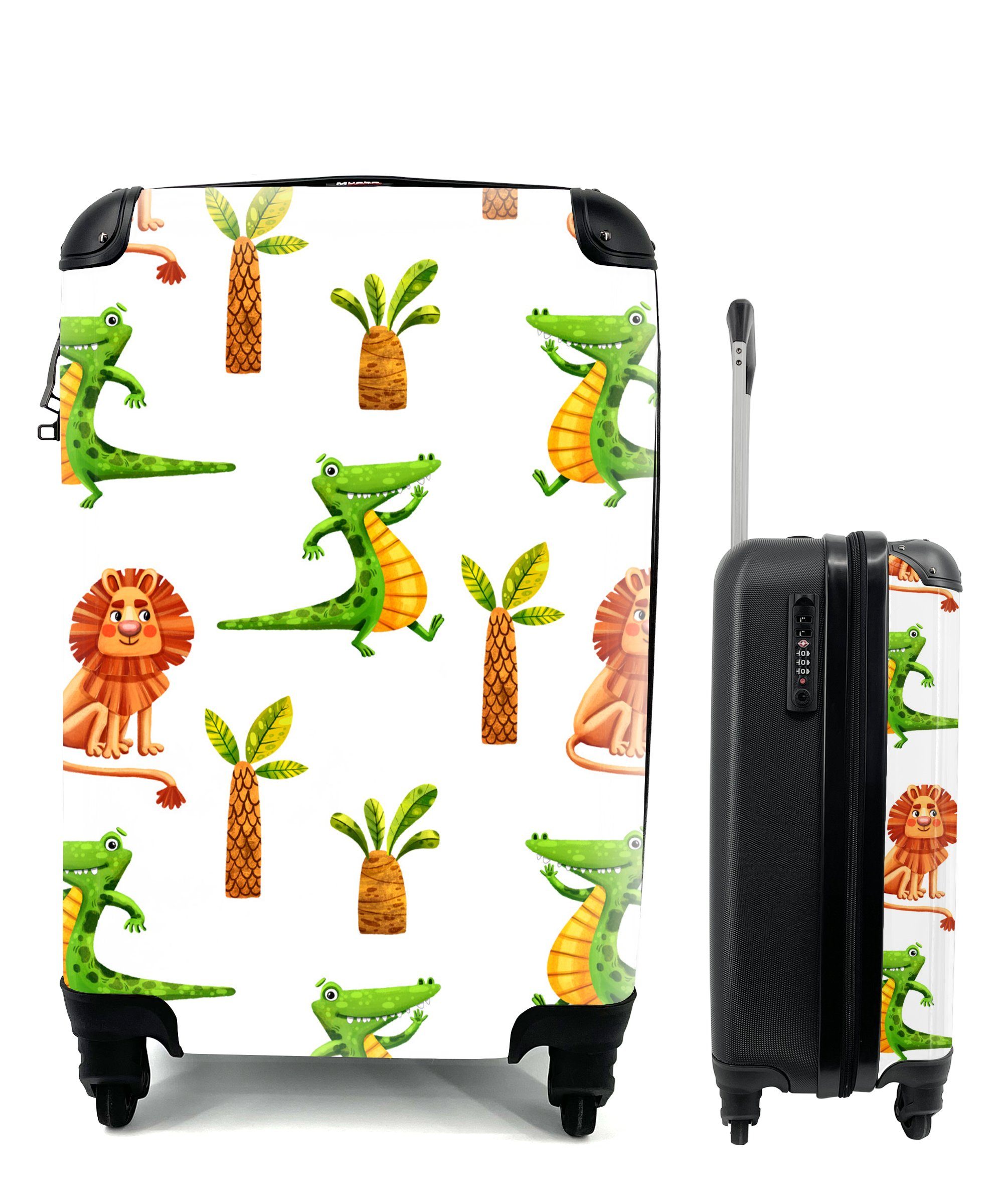 MuchoWow Handgepäck rollen, für mit Ferien, Handgepäckkoffer Reisetasche Gestaltung Rollen, - - 4 Tiere, Dschungel Trolley, Reisekoffer