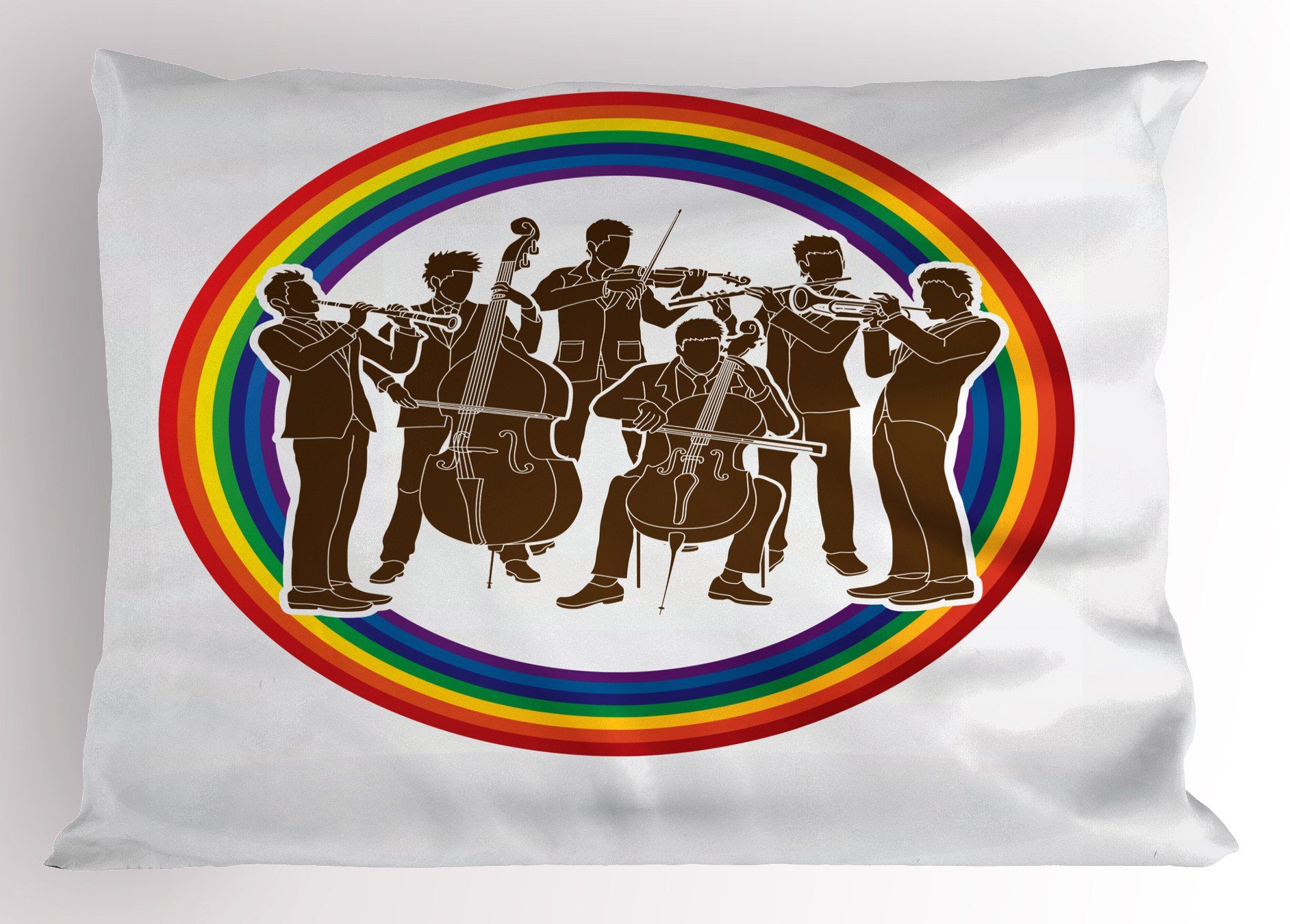 Kissenbezüge Dekorativer Standard King Size Gedruckter Kissenbezug, Abakuhaus (1 Stück), Musik Musiker in Rainbow Circle