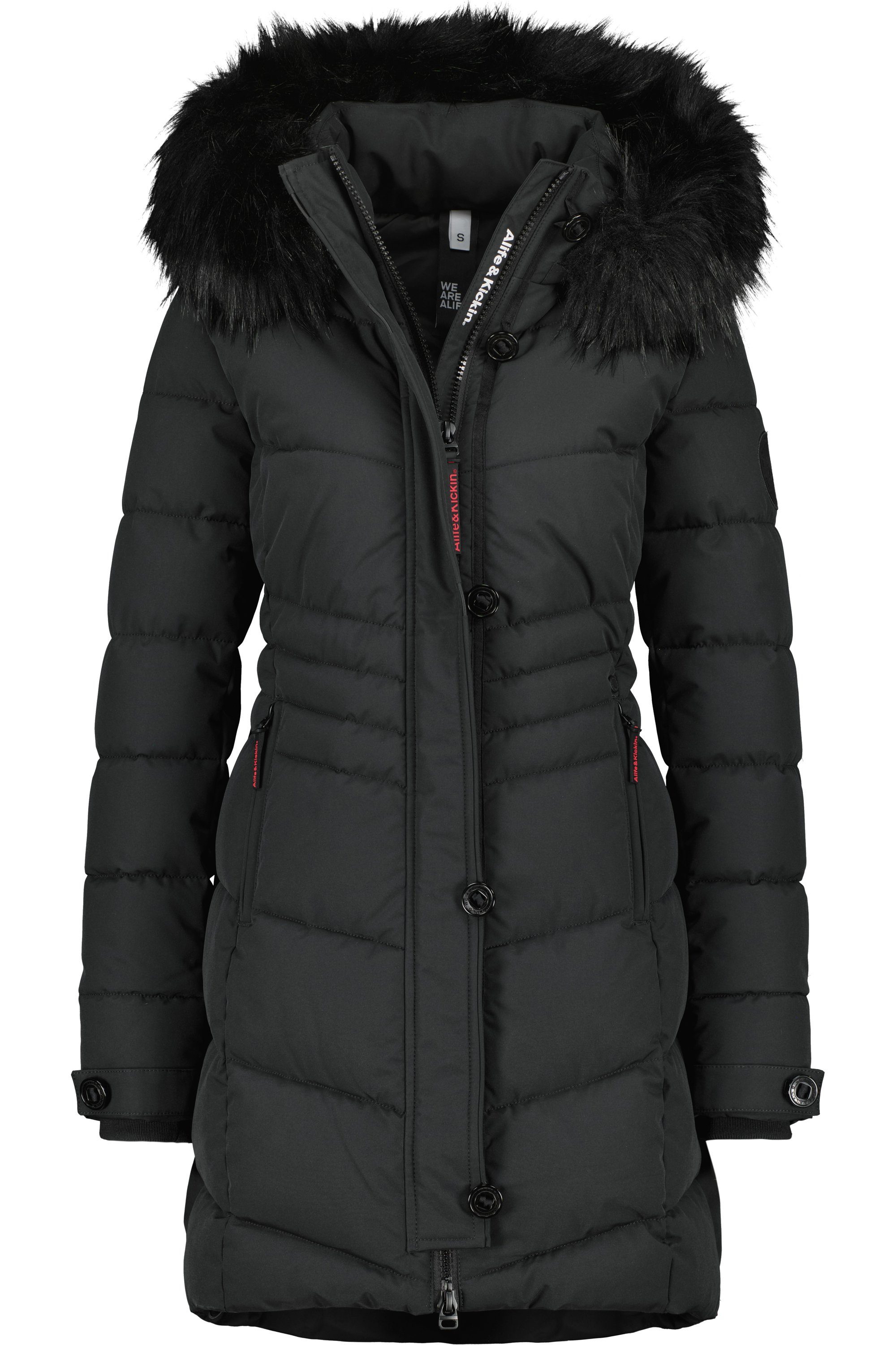 Alife & Kickin Winterjacke Damen AmaliaAK A Lange gefütterte Damenwinterjacke mit abnehmbarer Kunstfellkapuze