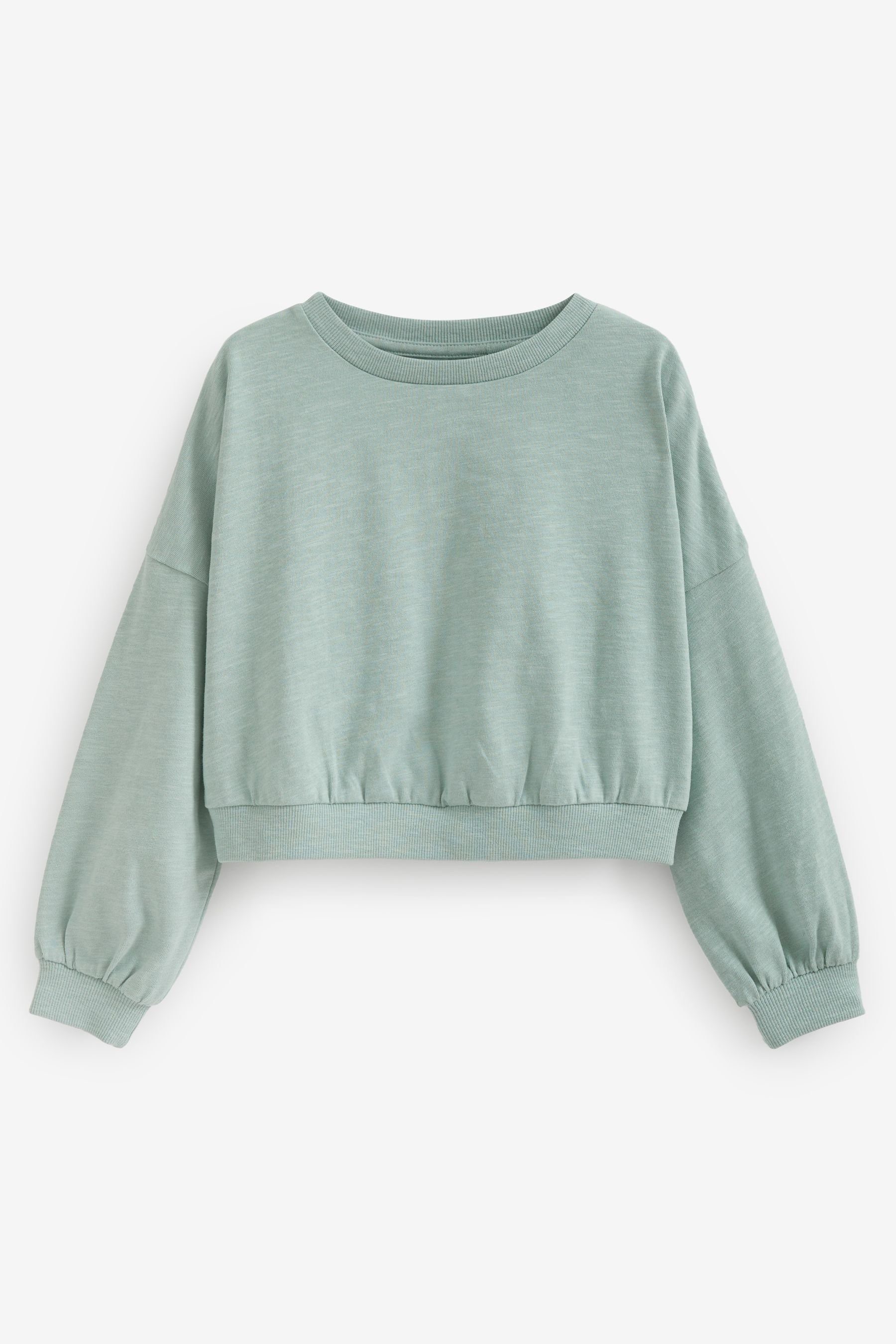Kastiges, (1-tlg) Bündchen Green Sweatshirt Mint mit Next Langarmshirt langärmeliges