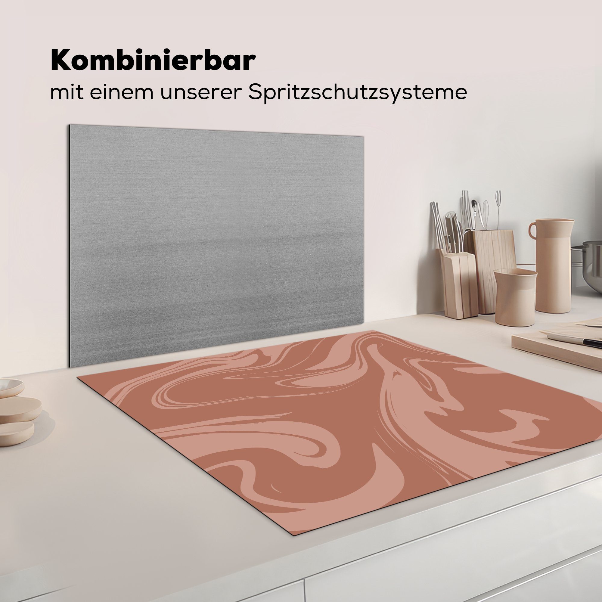 MuchoWow Herdblende-/Abdeckplatte Arbeitsplatte - cm, Schokolade für Muster, (1 Vinyl, tlg), Marmor 78x78 - küche Ceranfeldabdeckung