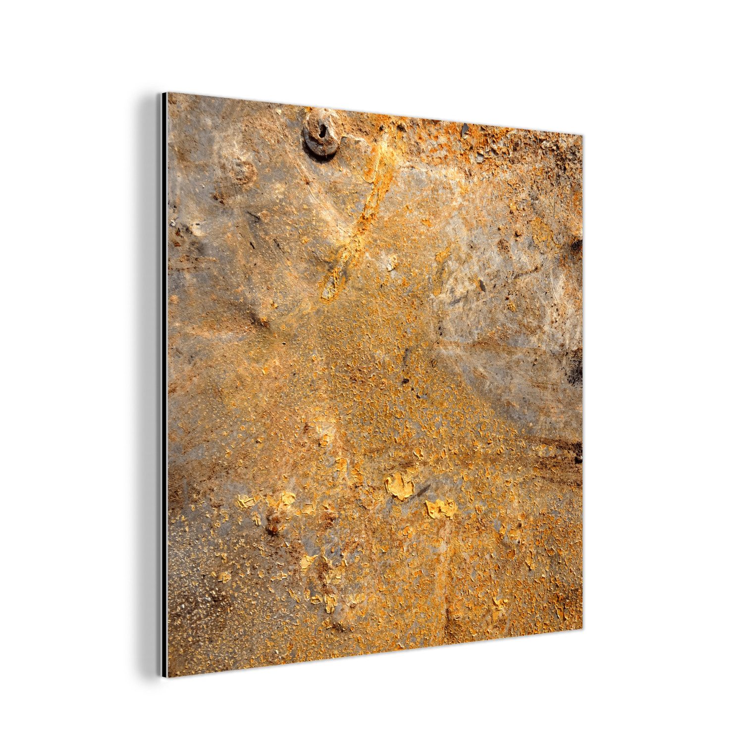 MuchoWow Metallbild Metall - Rost - Gold - Grau - Textur, Inkl. Aufhängung, günstig online kaufen