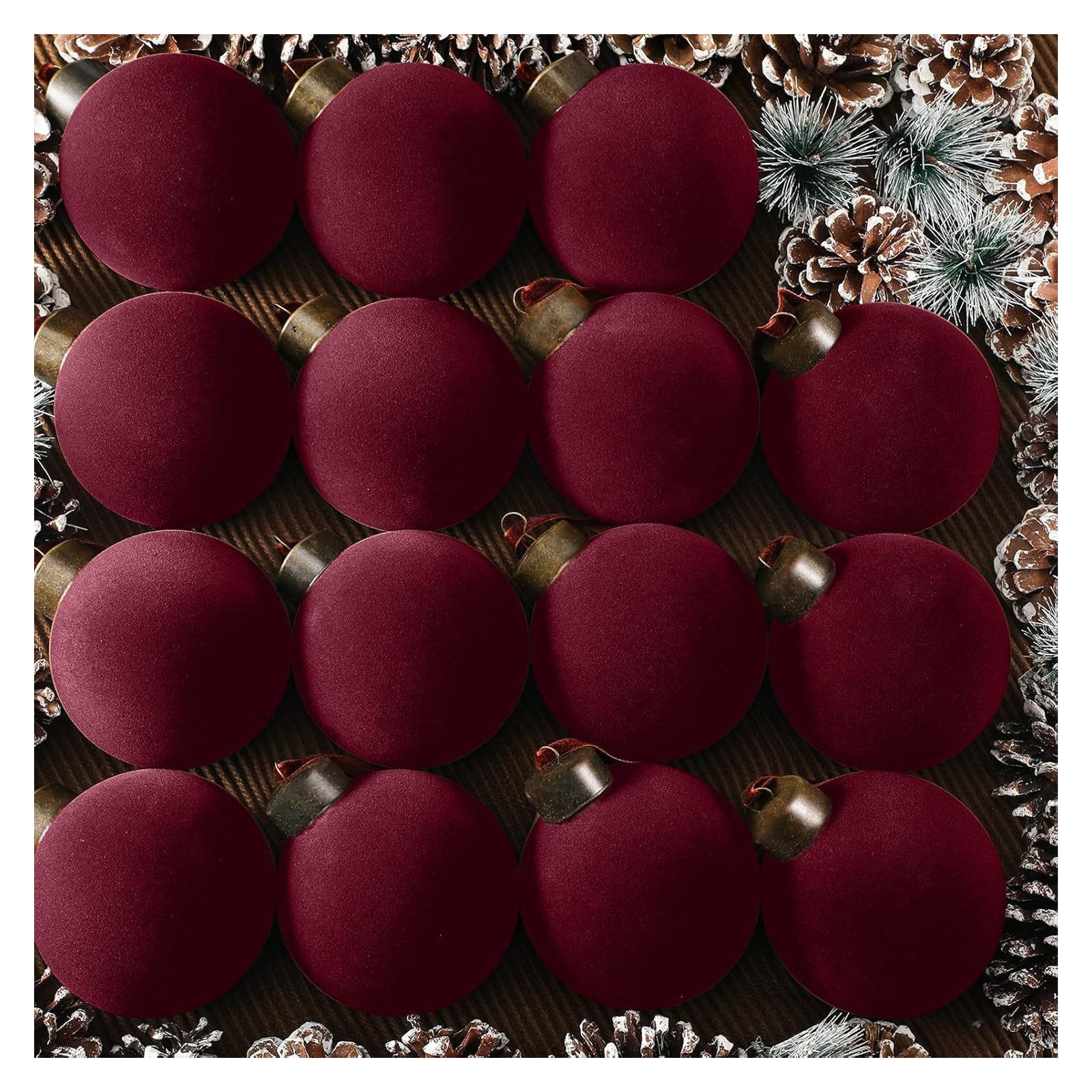 Bomiclss Weihnachtsbaumkugel 8 cm beflockte Weihnachtskugeln, 15-teiliges Christbaumschmuck-Set (15 St)