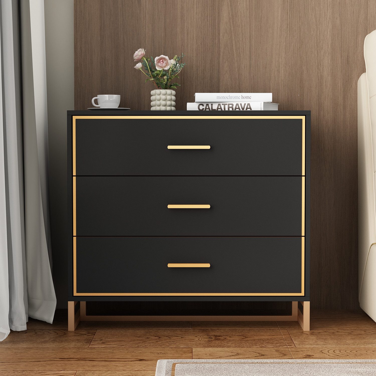 FUFU&GAGA Nachttisch mit 3 Schubladen, 80 günstig online kaufen