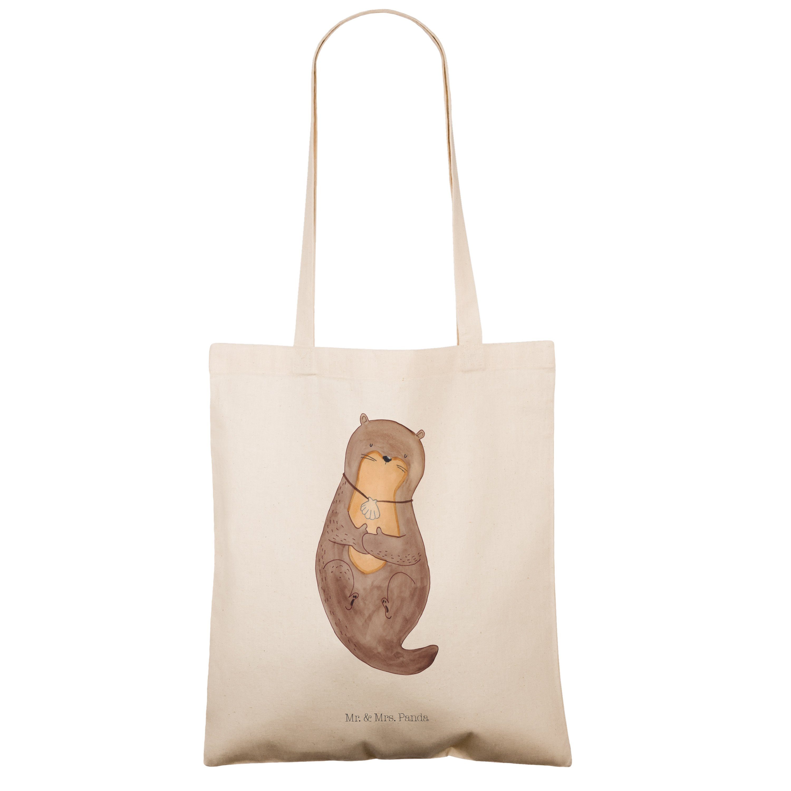 Einkaufstasche, mit Mr. Geschenk, Panda Otter Transparent Muschelmedaillon Mrs. - & Tragetasche - (1-tlg)