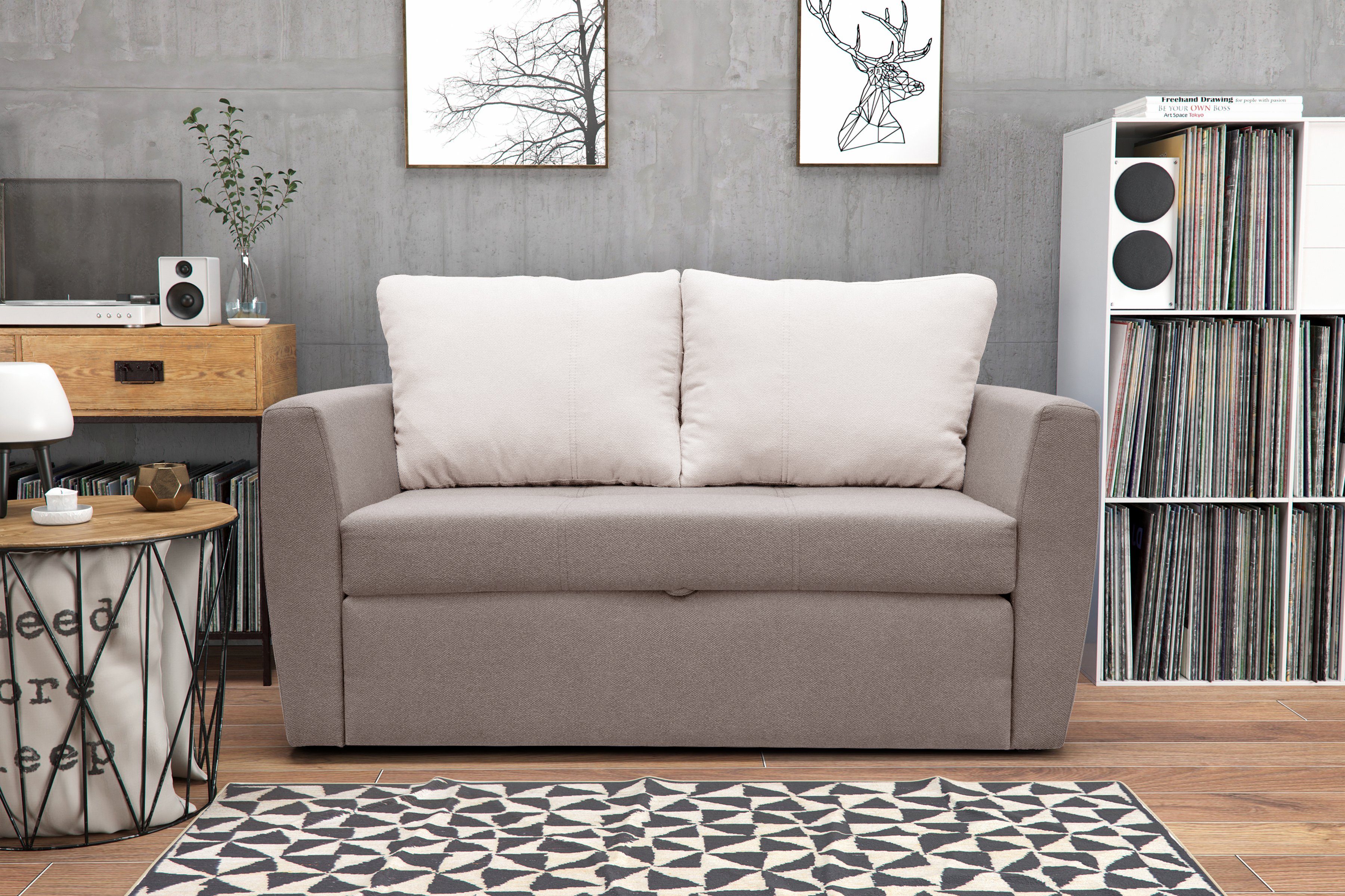 Mars Möbel 2-Sitzer »Modern Schlafsofa KAMEL 188x122 cm Bettkasten für  Wohnzimmer Velour Zweisitzer« online kaufen | OTTO