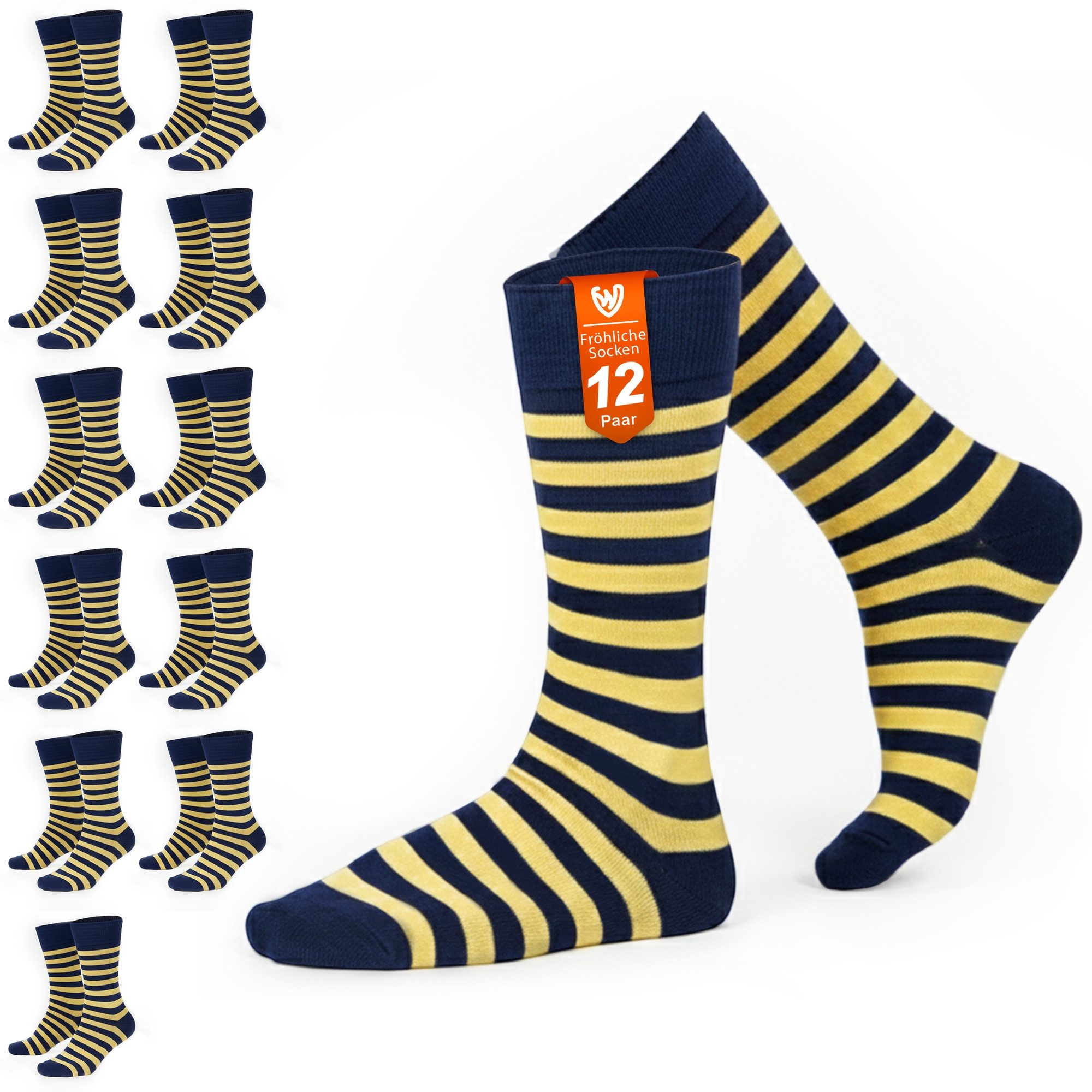 German Wear Socken GW277 Happysocken 12er Pack (12er-Pack) Happy Socks gestreifte Baumwollsocken farbenfroh, bequem