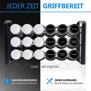 LEANDER DESIGN Gewürzregal, Komplett-Set, 18 Gewürzgläser, inklusive 54 Gewürzetiketten