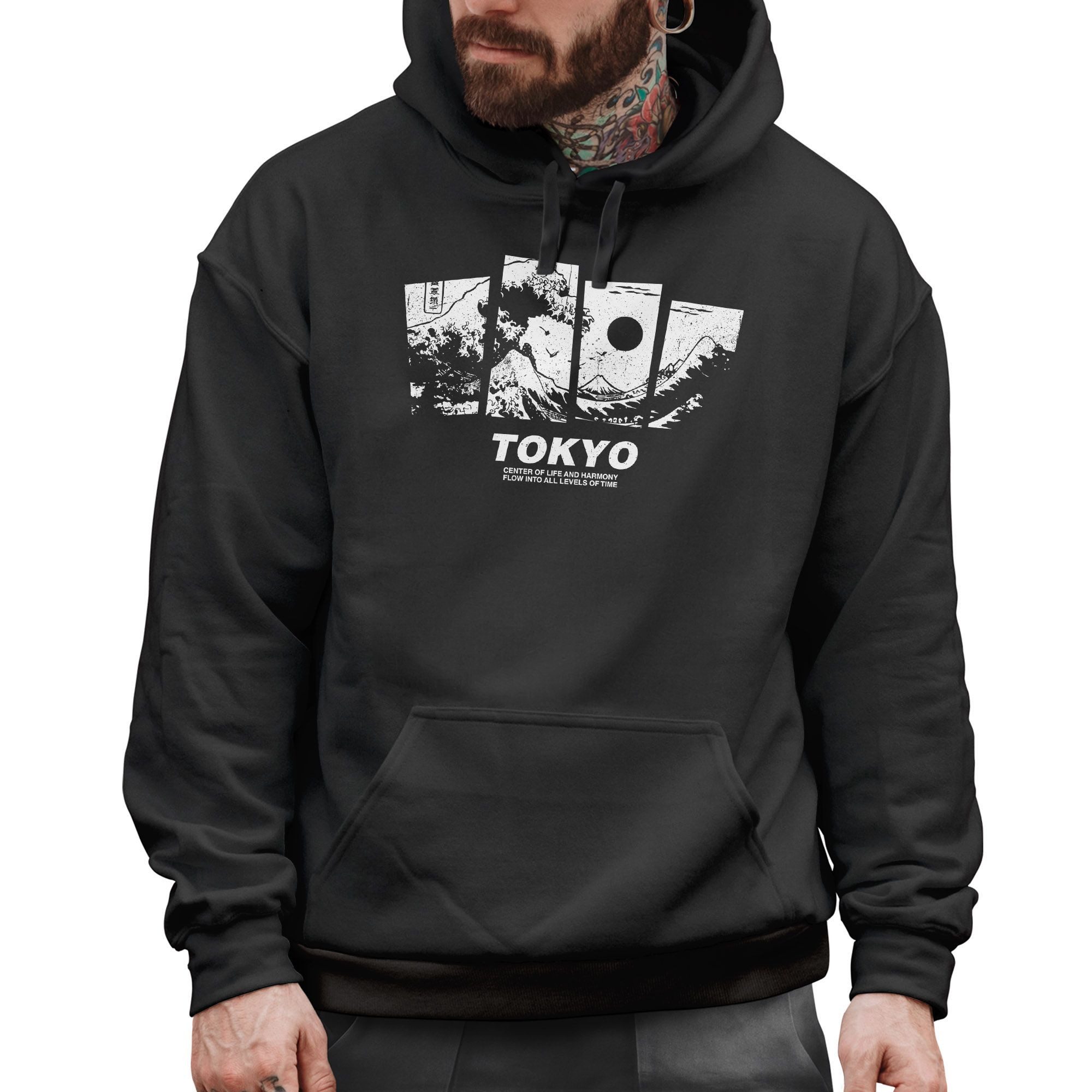 Neverless Hoodie Hoodie Herren Japan Tokyo Große Welle Kanagawa Japanische Kunst