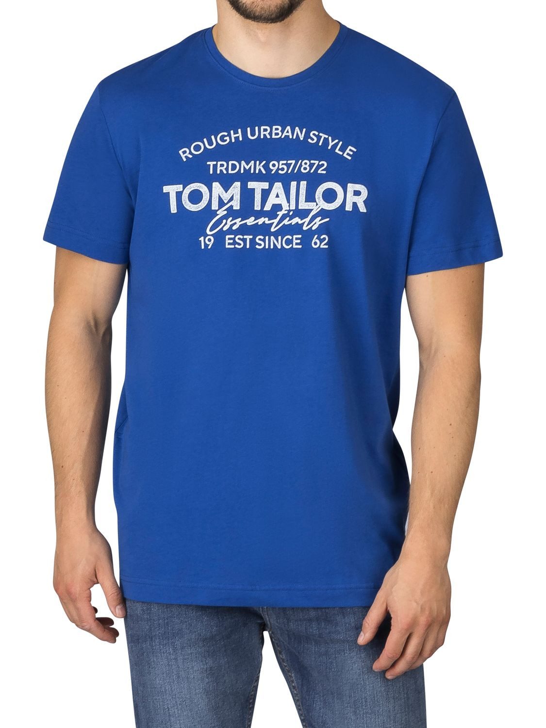 TOM TAILOR T-Shirt Herren Printshirt Regular Fit (Vorteilspack, 4-tlg) Kurzarm Tee Shirt mit Rundhalsausschnitt aus 100% Baumwolle