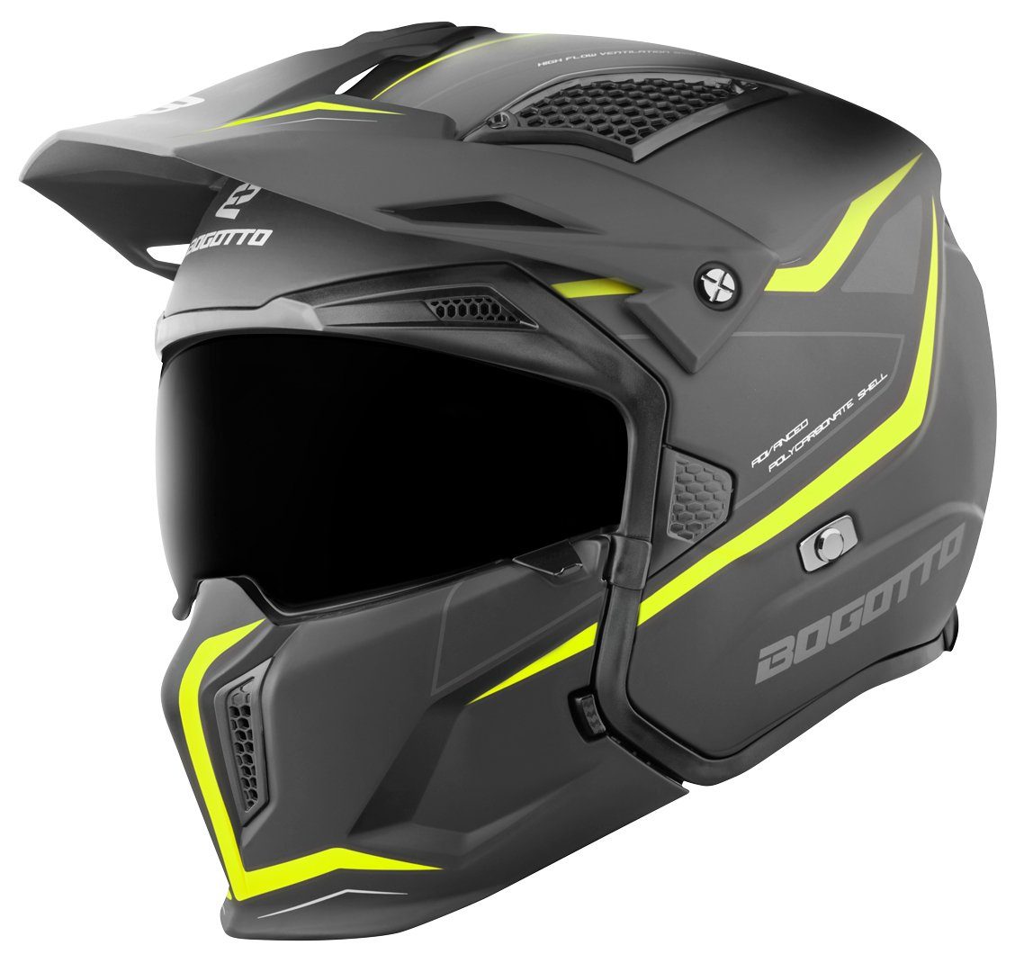 Bogotto Motorradhelm Radic WN-ST Helm, Ratschenverschluss