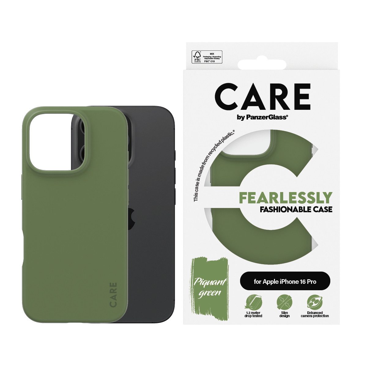 CARE by PanzerGlass Handyhülle Fearlessly Fashionable Case für Apple iPhone 16 Pro, Backcover, Schutzhülle, Handyschutzhülle, Case, Schutzcase, stoßfest