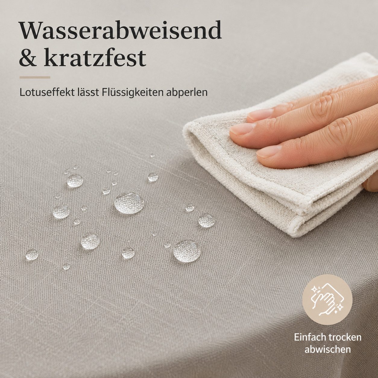 Simurq Tischdecke Rund 140 Leinenoptik Lotuseffekt Tischwäsche Wasserabweisend (Tischwäsche Wasserabweisend, Tischdecke Rund φ140cm), Tischdecke Abwaschbar Outd – Bild 5 von 5