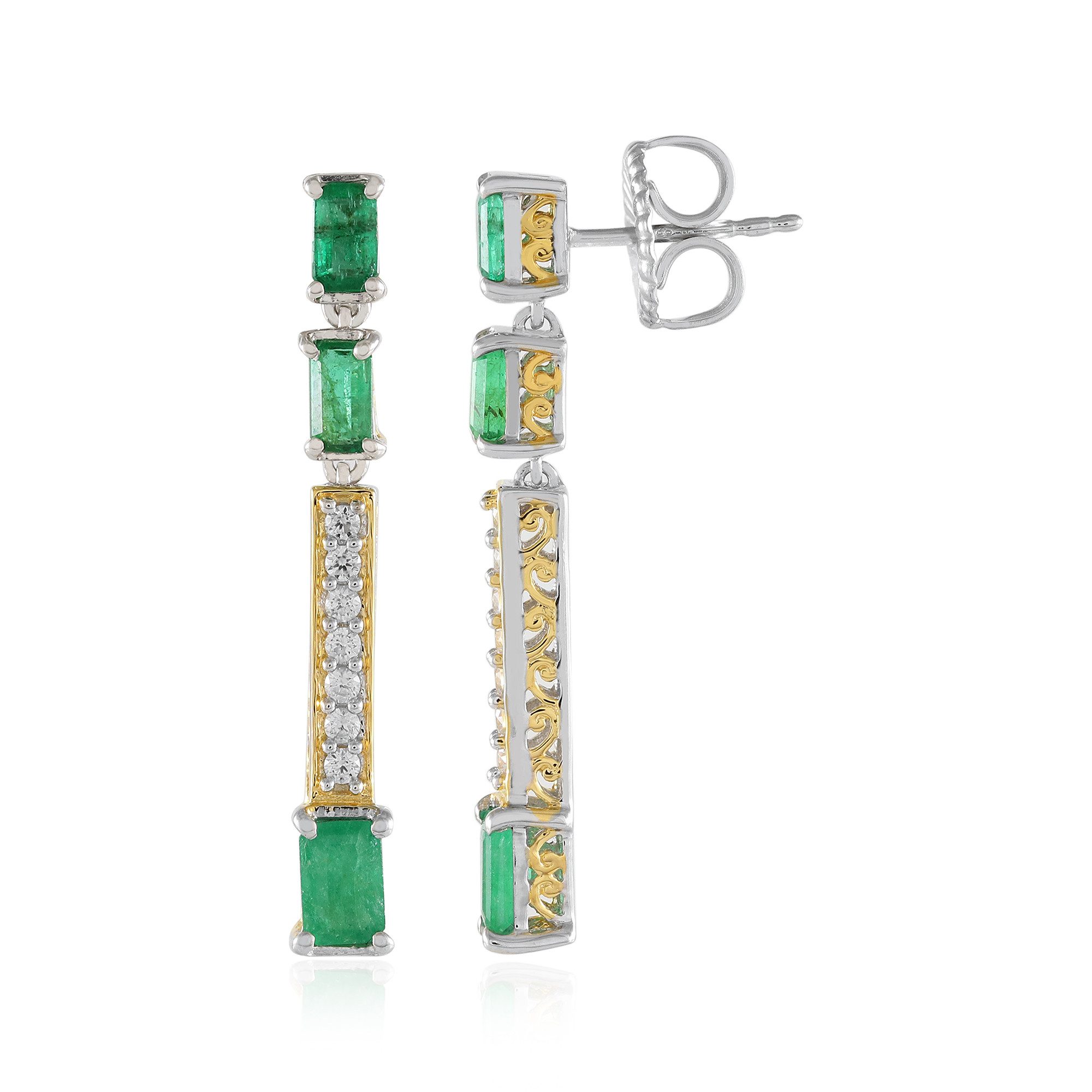 Cavill Ohrring-Set Sambia Smaragd Ohrhänger 2,448 ct Silber 925 Zirkon Damen (2-tlg)