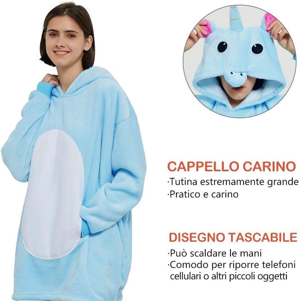 Diyarts Kapuzenpullover (Doppellagiges Acryl-Design, Decke mit Ärmel, Cosplay Pullover, Flauschiges Pyjama, Panda) Premium-Material, Tiermotiv und Pflegeleichtigkeit