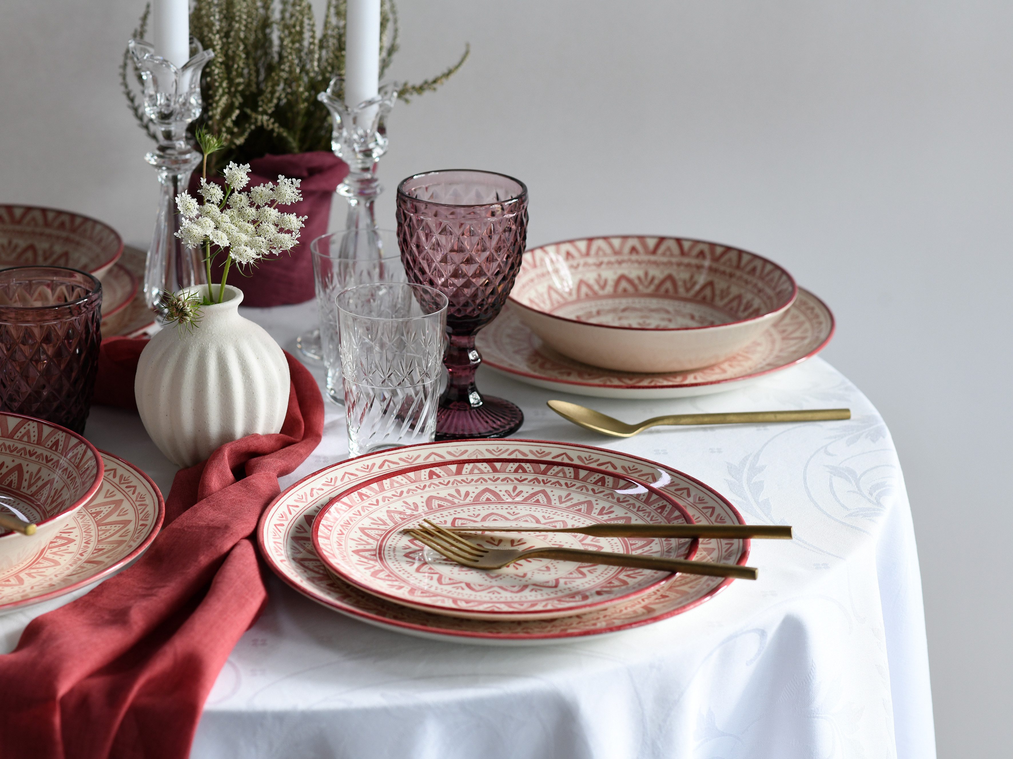 CreaTable Teller-Set Mexico, Teller Set 18-tlg (18-tlg), 6 Personen, Steingut, Traditionelle Motive