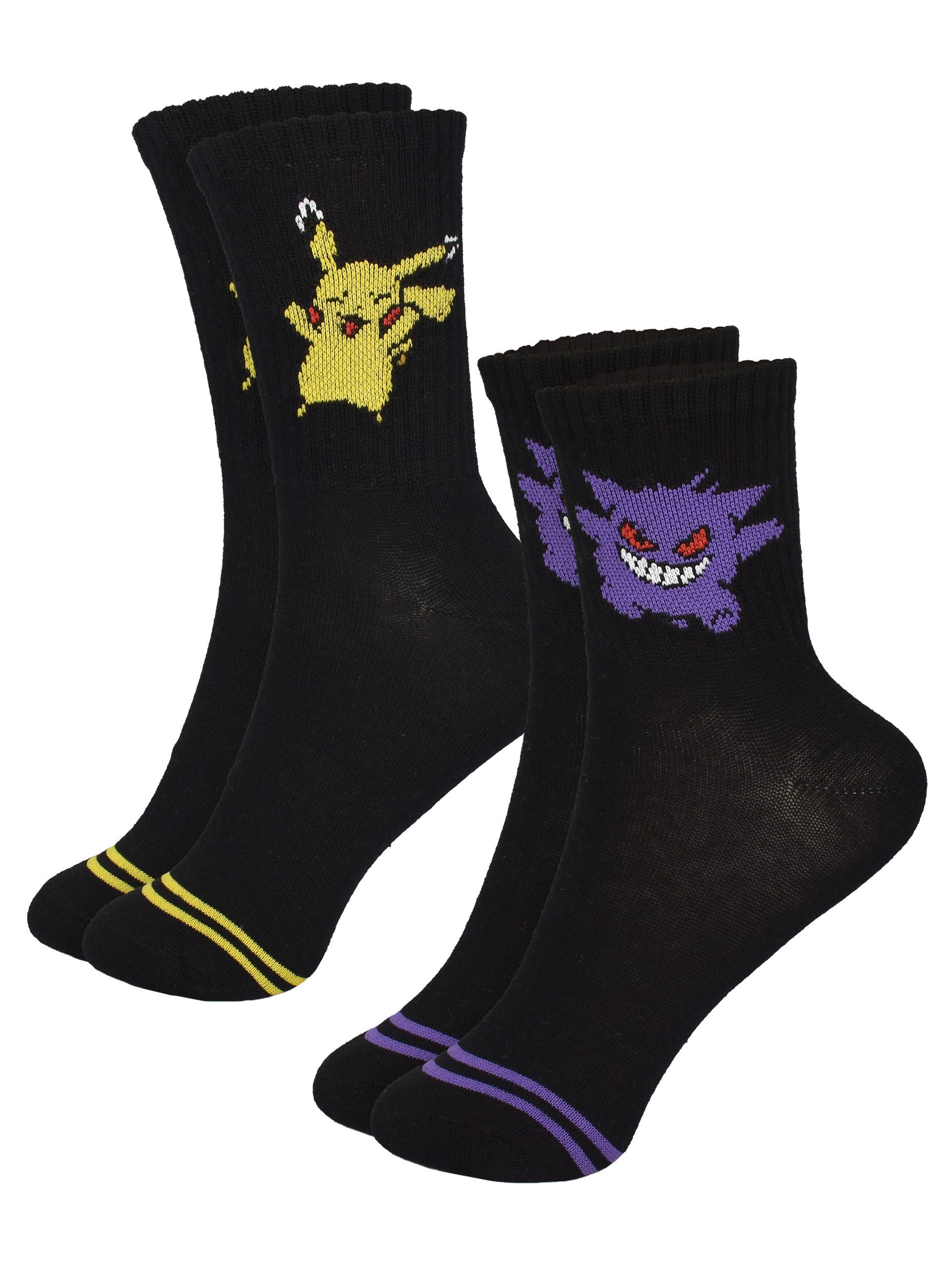 United Labels® Socken Pokemon Socken Pikachu & Gengar Tennissocken Söckchen (2er Pack) Originallizenz