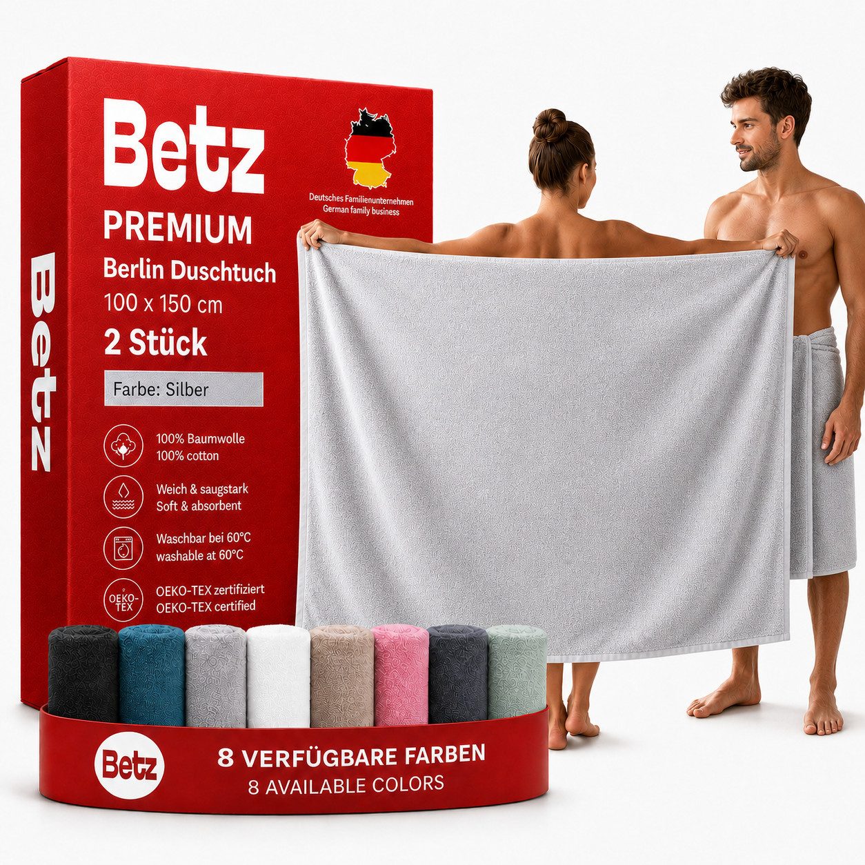Betz Badetuch Maxi Duschtuch XXL BERLIN Größe 100x150cm, 100% Baumwolle