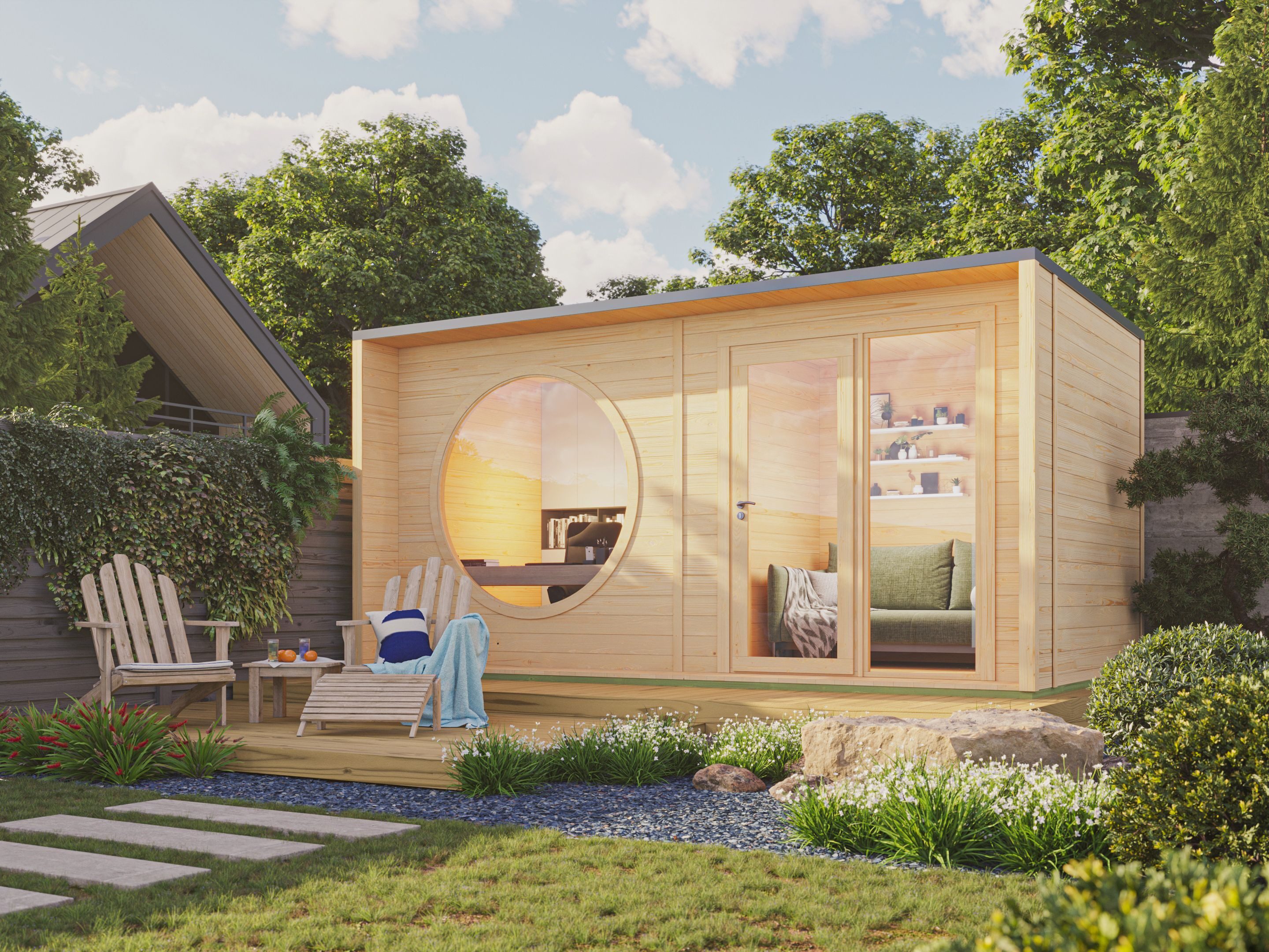 Fjordholz Gartenhaus Office Box Größe XL natur