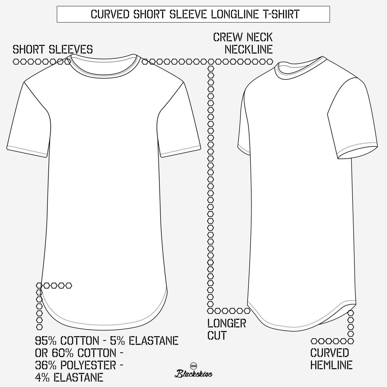 T-Shirt Blackskies Longline Mustard Round Medium T-Shirt