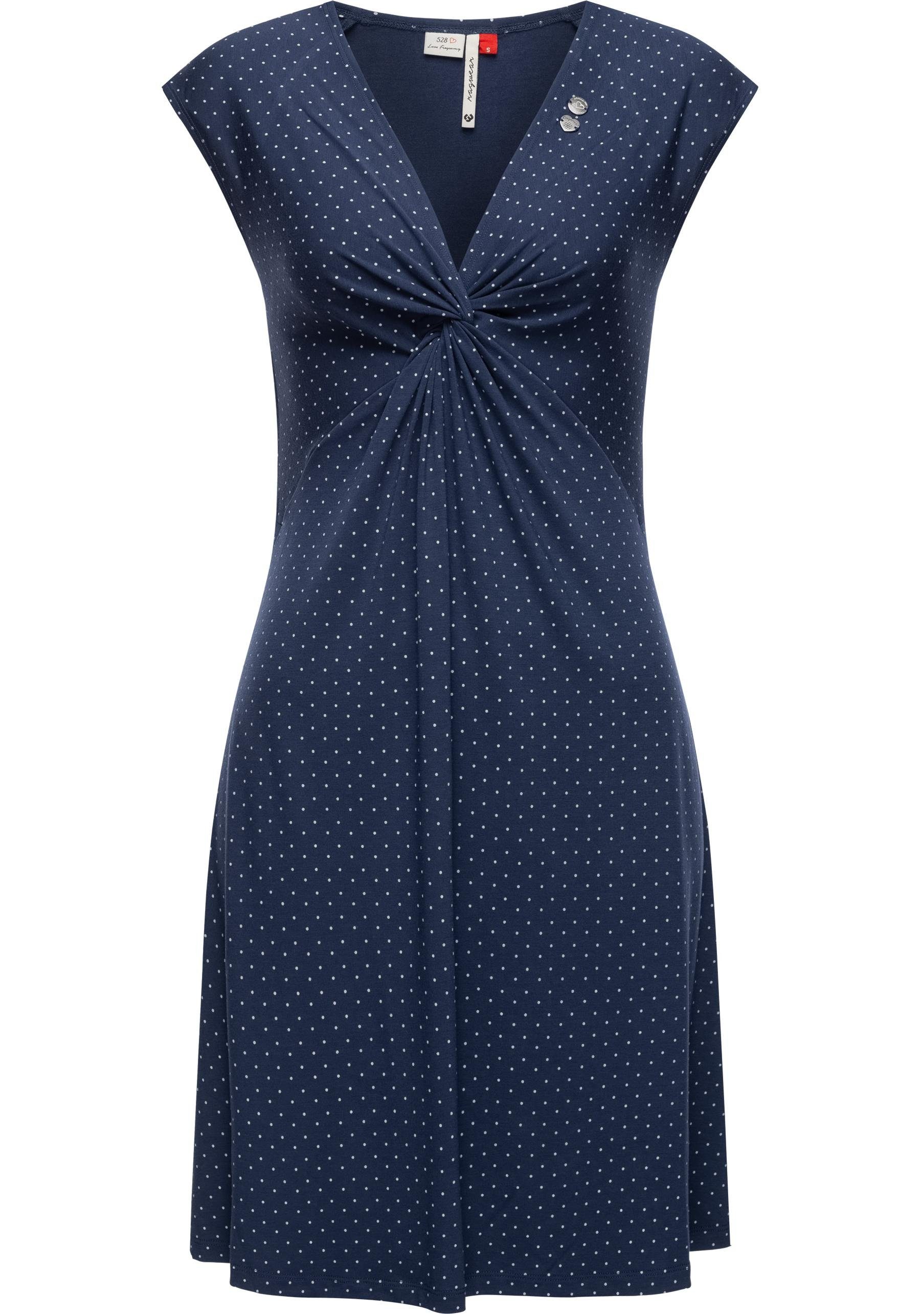 Ragwear Shirtkleid Comfrey stylisches Sommerkleid mit tiefem V-Ausschnitt blau