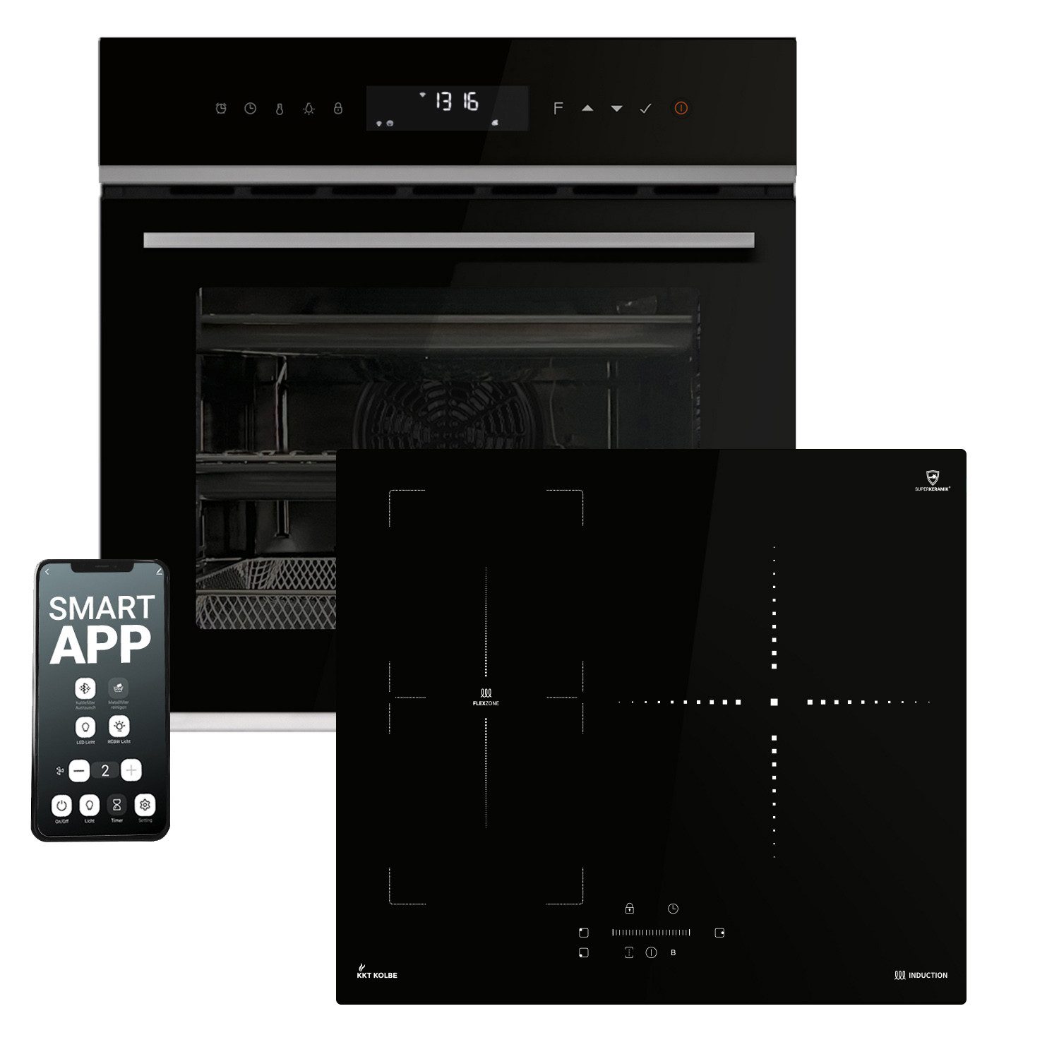 KKT KOLBE Backofen-Set KKT KOLBE Backofen und Induktionskochfeld SET8319PHCIND593SP, mit Einschubgitter, Pyrolyse-Selbstreinigung, WiFi / Herdset / Einbaubackofen / Kochmulde / Induktion