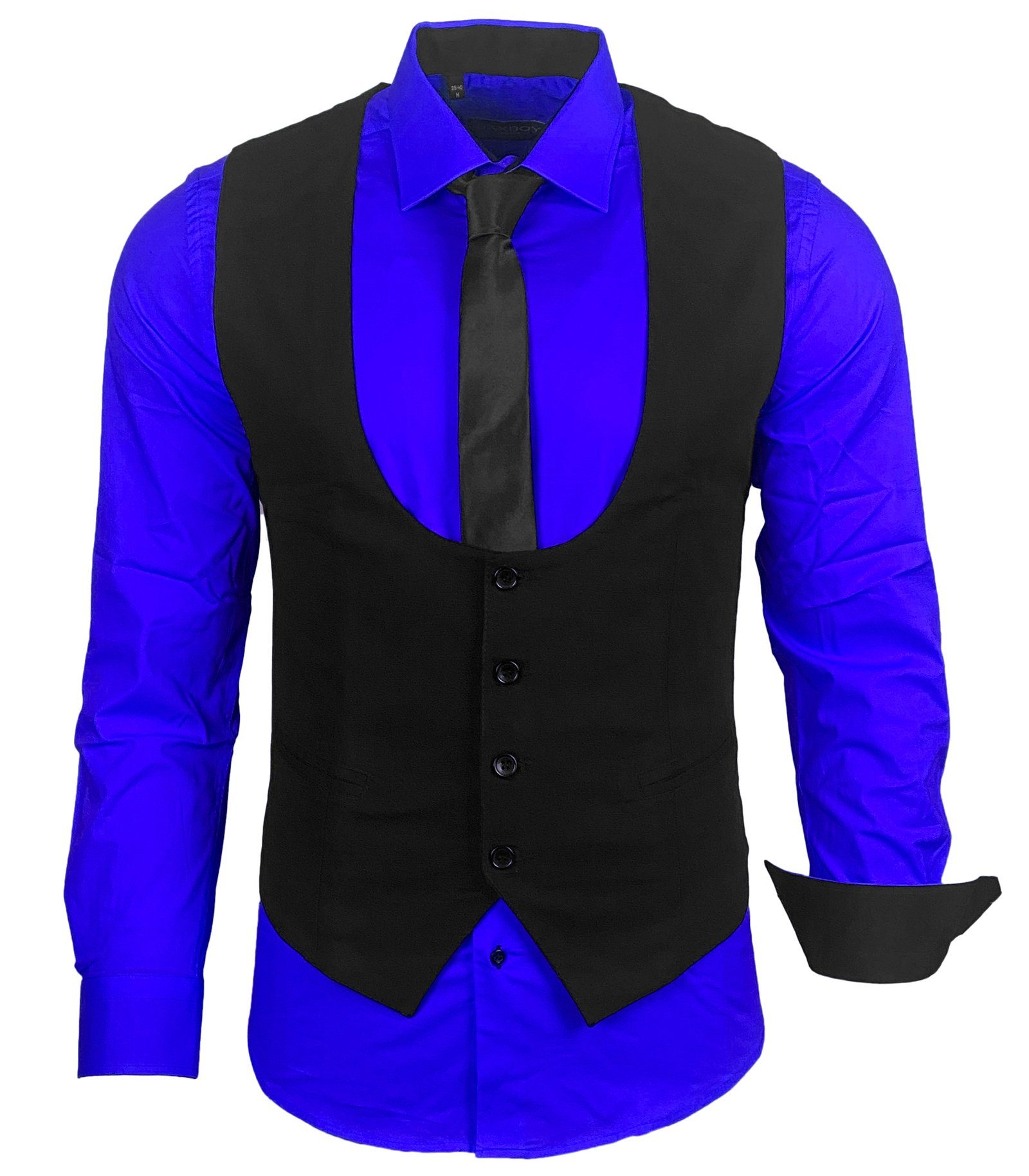 Baxboy Langarmhemd Baxboy Hemd/Weste/Krawatte Set Business Herrenanzug-Set HWKR B-101 – Bild 2 von 4
