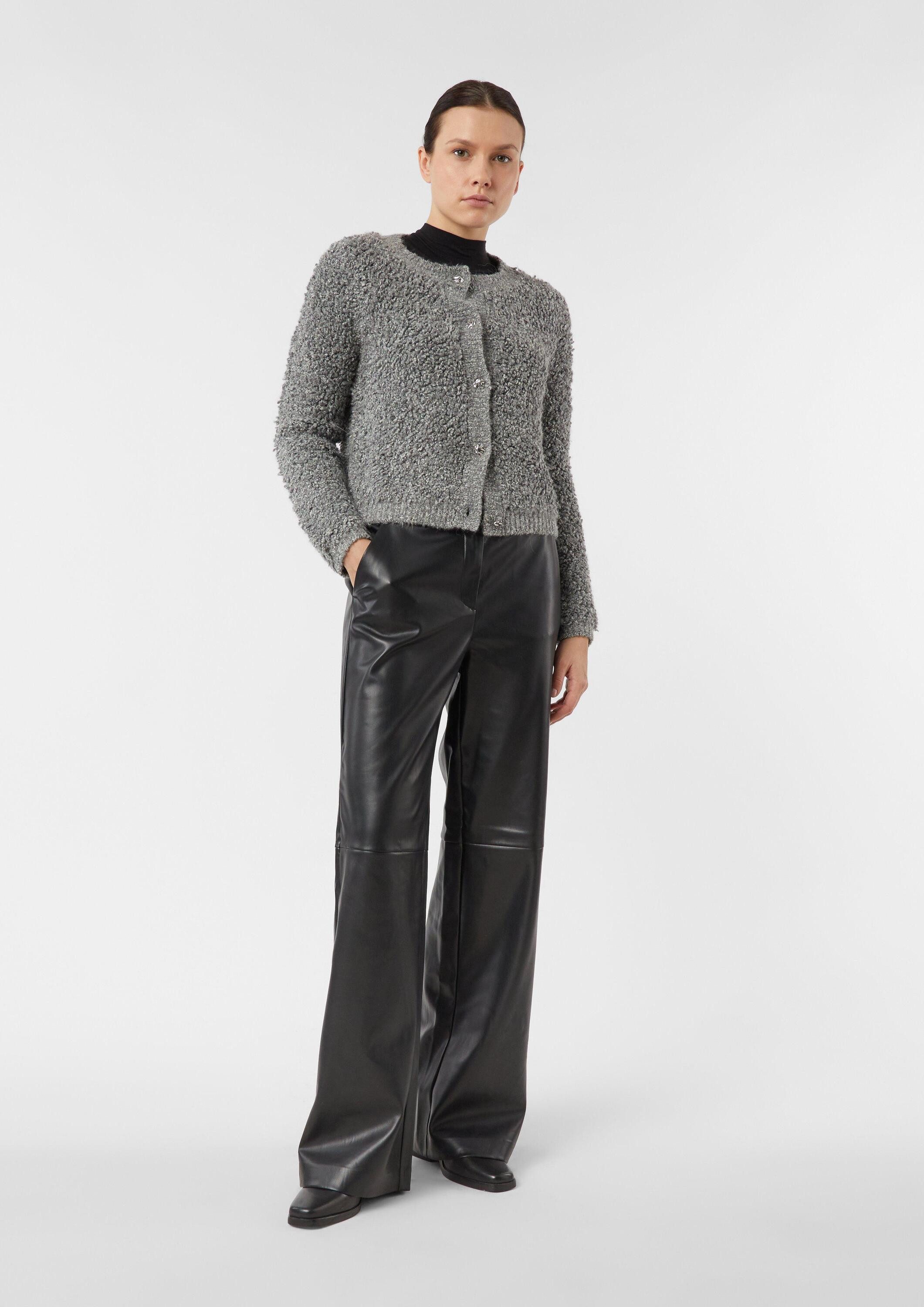 comma Chinos Hose Wide-Leg-Hose aus Kunstleder günstig online kaufen