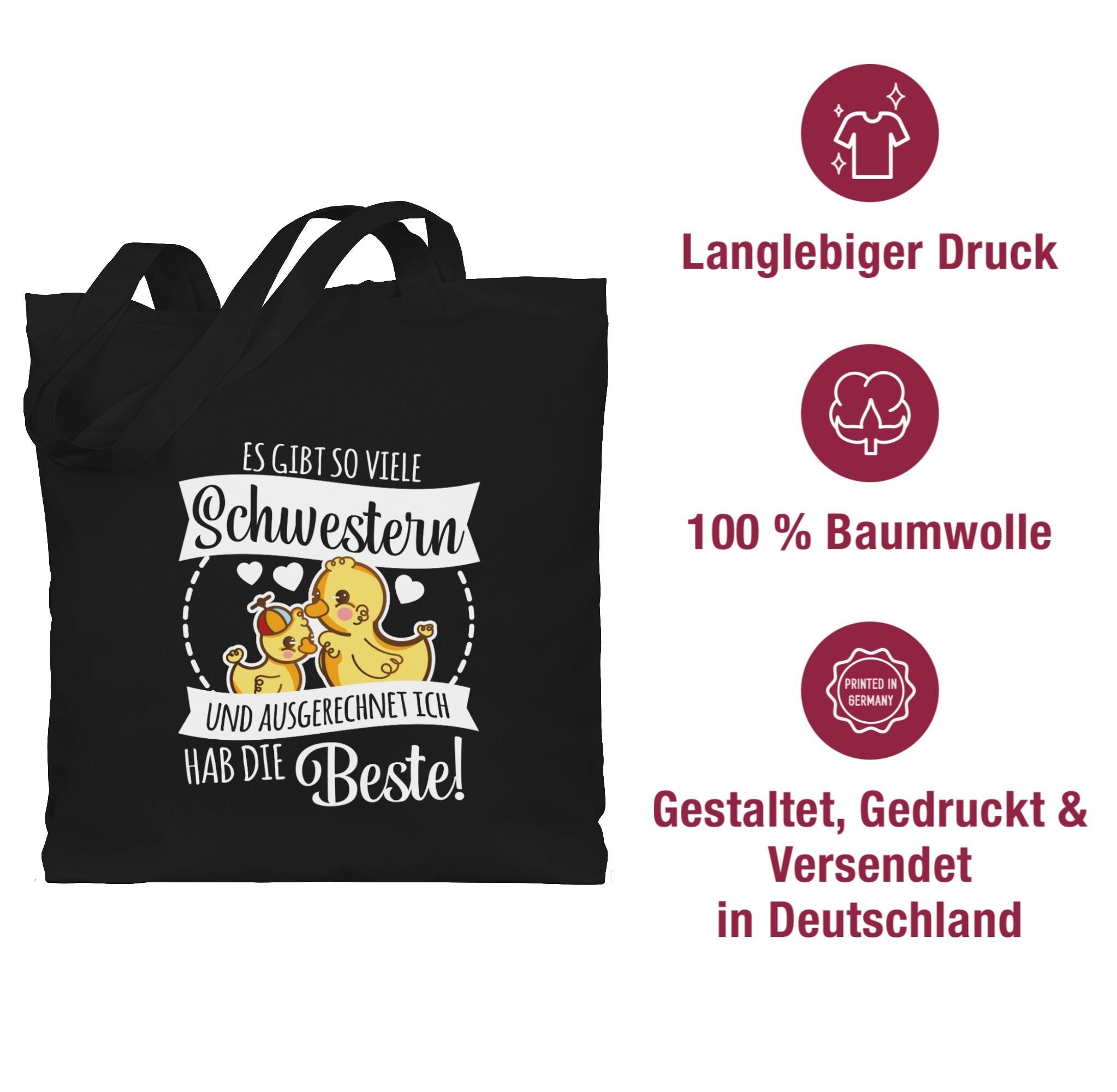 ich mit und 2 Schwester Shirtracer Es Schwarz gibt Schwestern ausgerechnet die viele Geschwister so Ent, Umhängetasche beste Geschenk hab