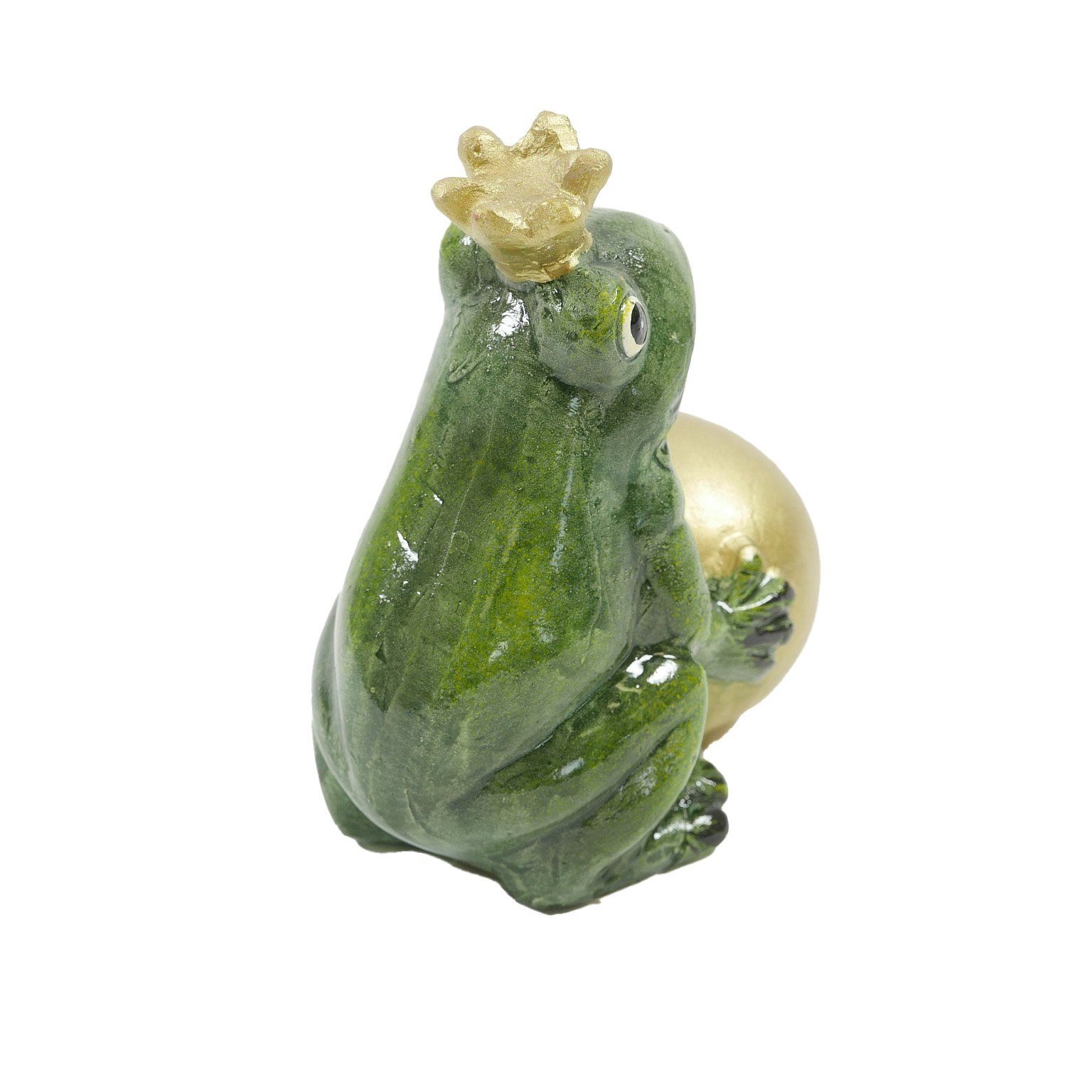 Keramik H B&S Zentralmarkt mit cm Froschkönig Dekofigur 9.8 SB Gartenfigur Dekofigur grün Goldkugel