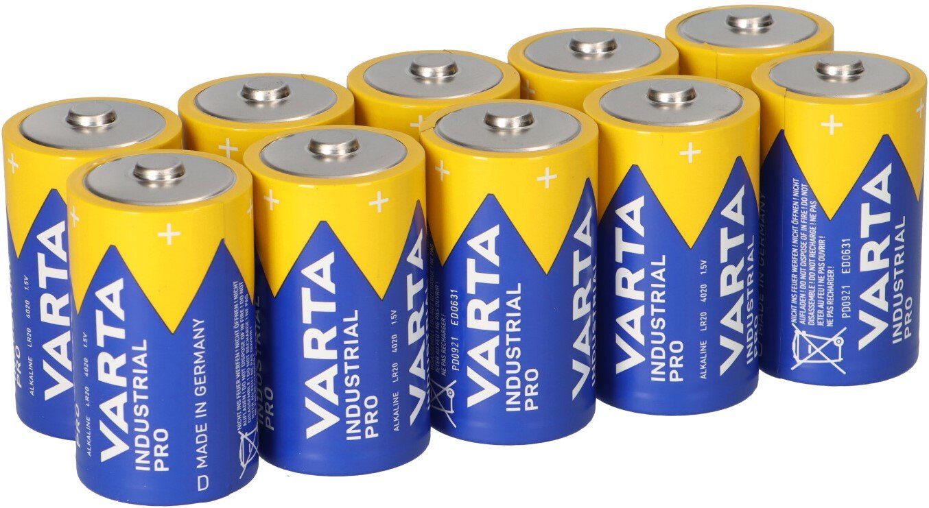 VARTA 10x Mono D LR20 MN1300 VARTA Alkaline Batterie 4020 Industrial  Batteri Batterie