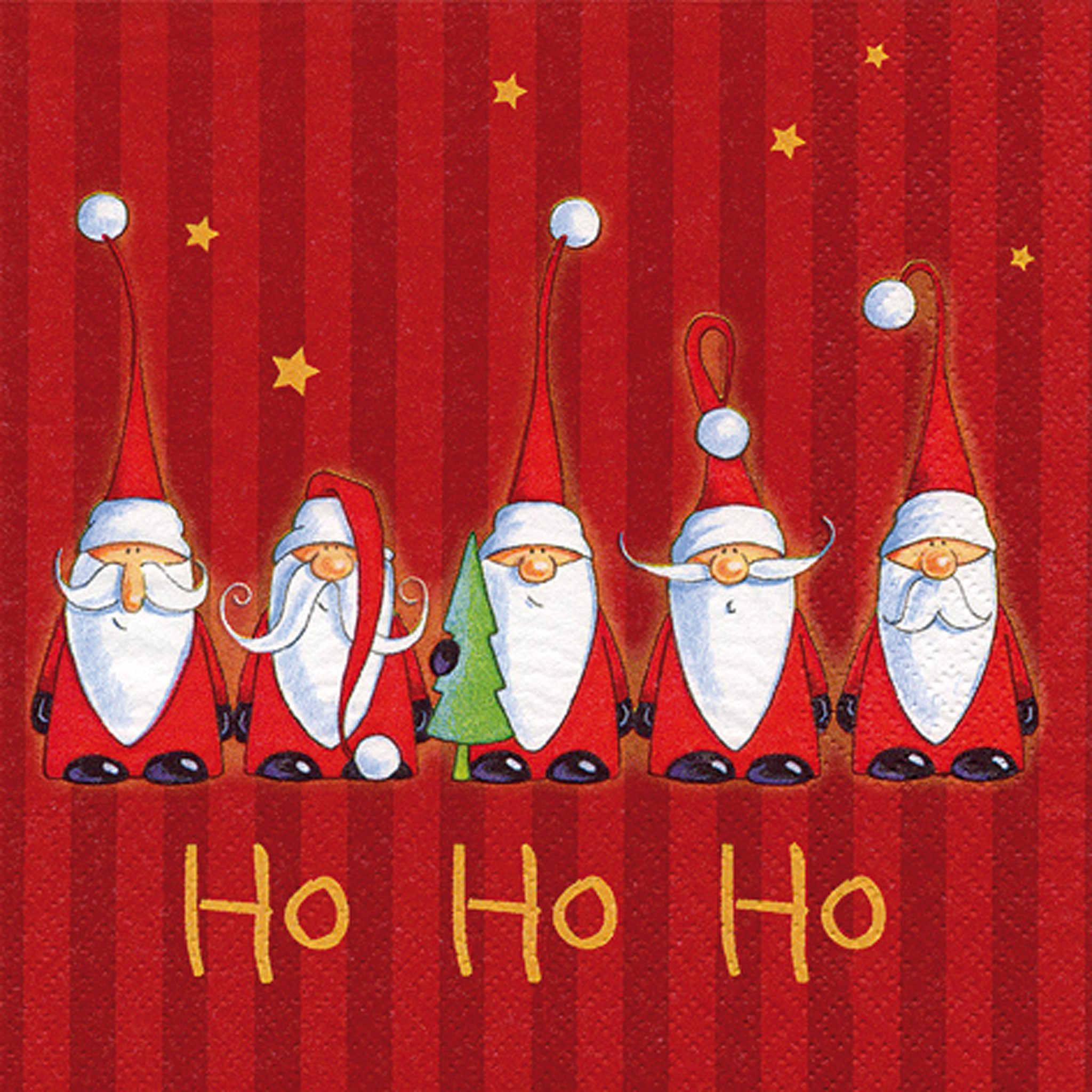 ti-flair Papierserviette, Servietten Papier 33x33cm 3-lagig Weihnachtsmänner Ho Ho Ho 20 Stück