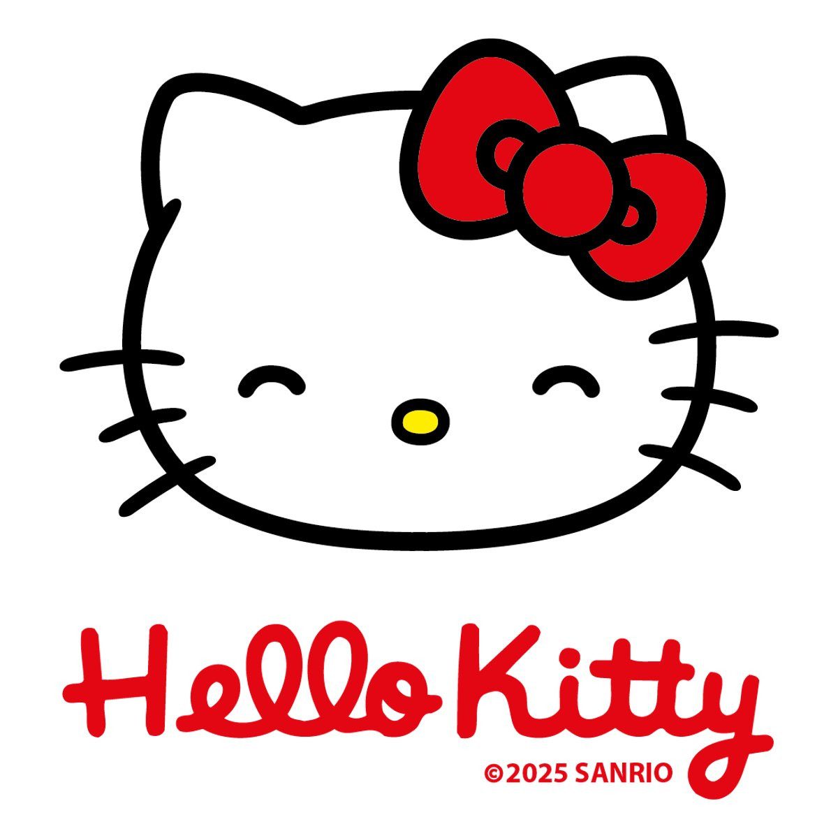 Spreadshirt Aufkleber Hello Kitty Lächelnd Mit Schriftzug Sticker Aufkleber – Bild 2 von 4