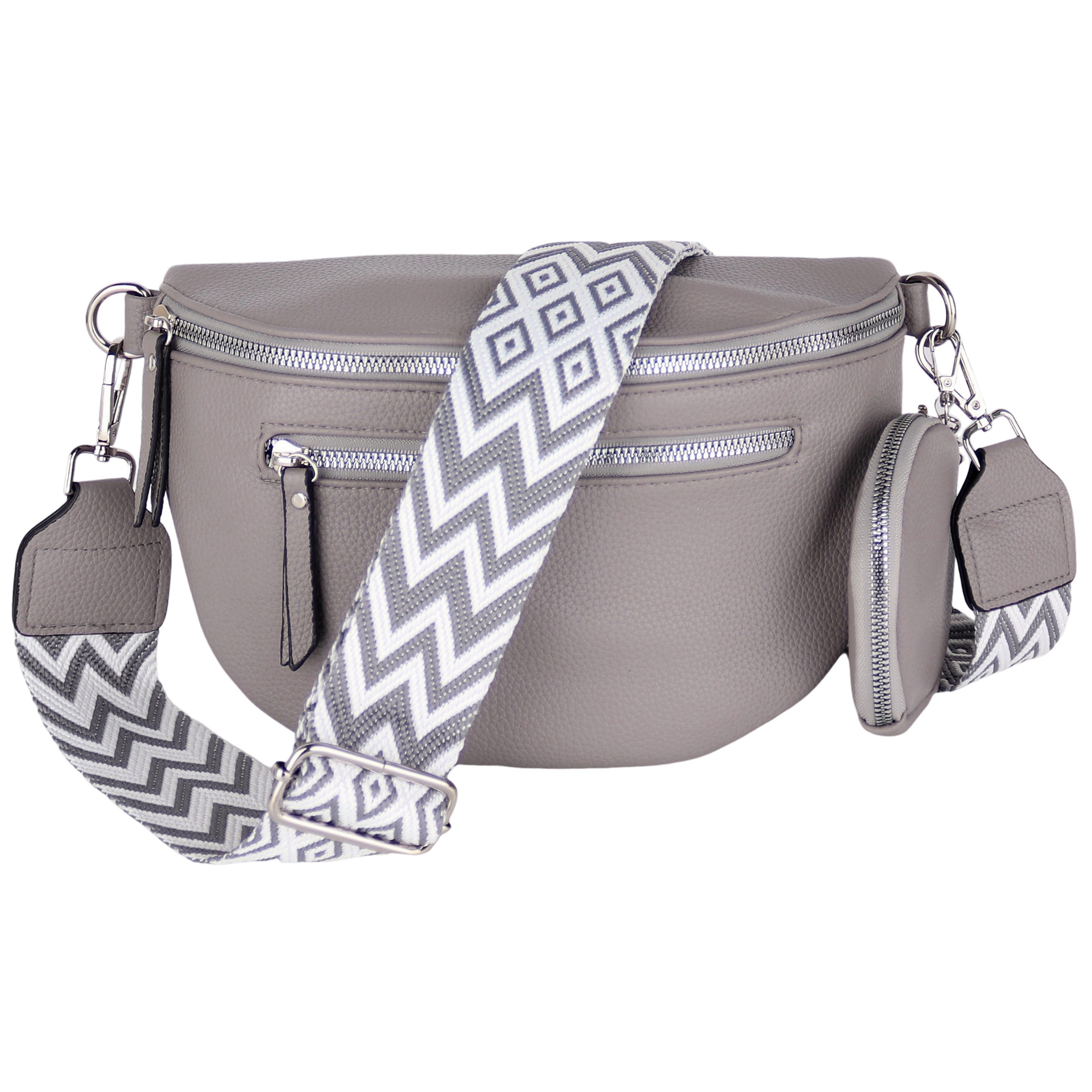 MIRROSI Bauchtasche Damen Taschen, Umhängetasche, Brusttasche, 27x19x9cm Veganes Leder (Schultertasche für jeden Anlass, inkl.1x Münzbeutel), Crossbody Bag, Bohemian gemusterten& verstellbaren Schulterriemen