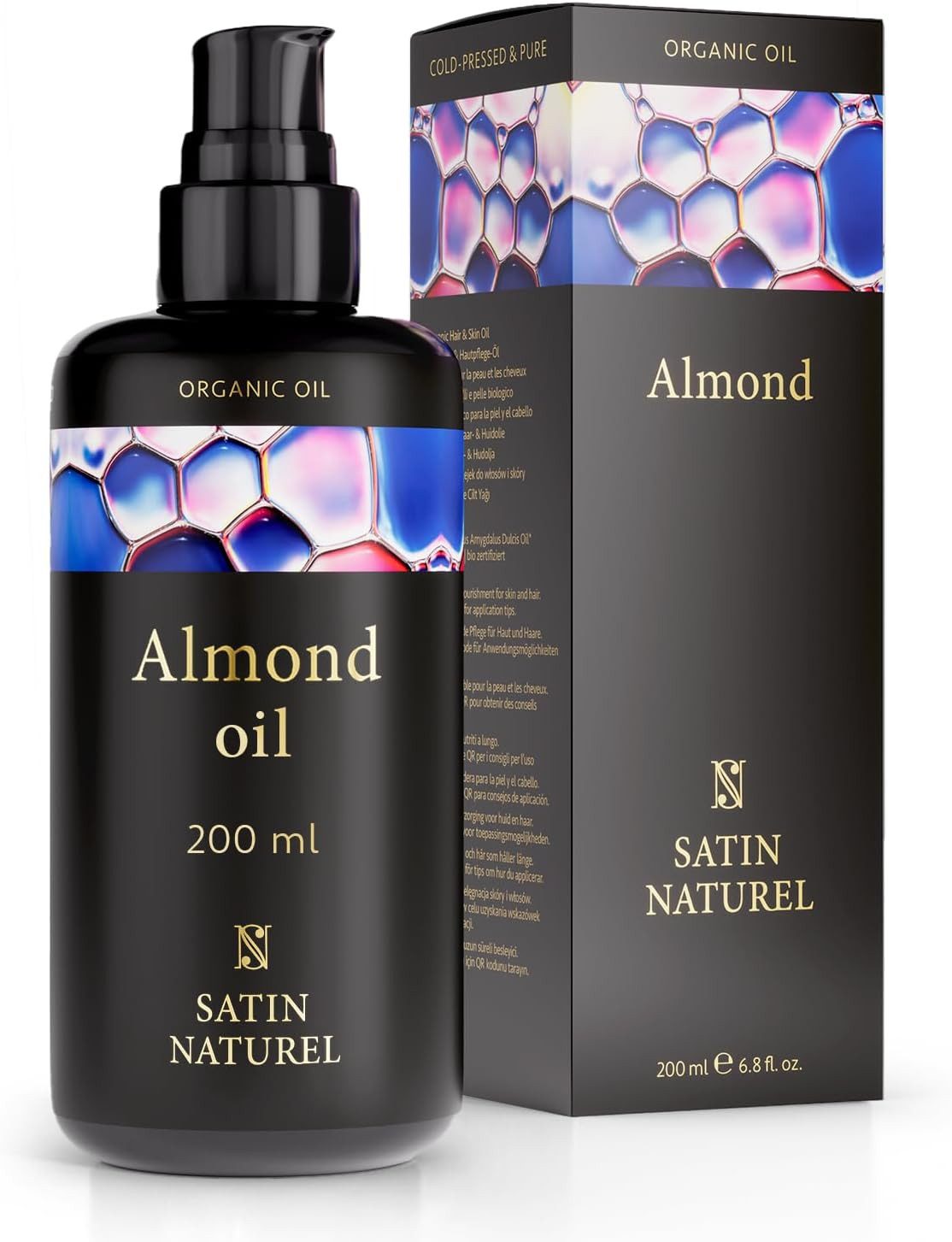 Satin Naturel Haaröl Bio Mandelöl - Haaröl, Massageöl, Babyöl, Gesichtsöl, Body Oil, Reisegröße