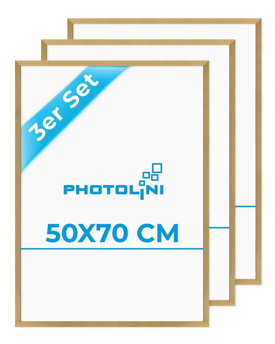 PHOTOLINI Bilderrahmen 3er Set modern mit bruchsicherem Acrylglas, Holz MDF, Fotos & Poster, für 3 Bilder (3er Set), Posterrahmen 50x70 cm zum Aufhängen