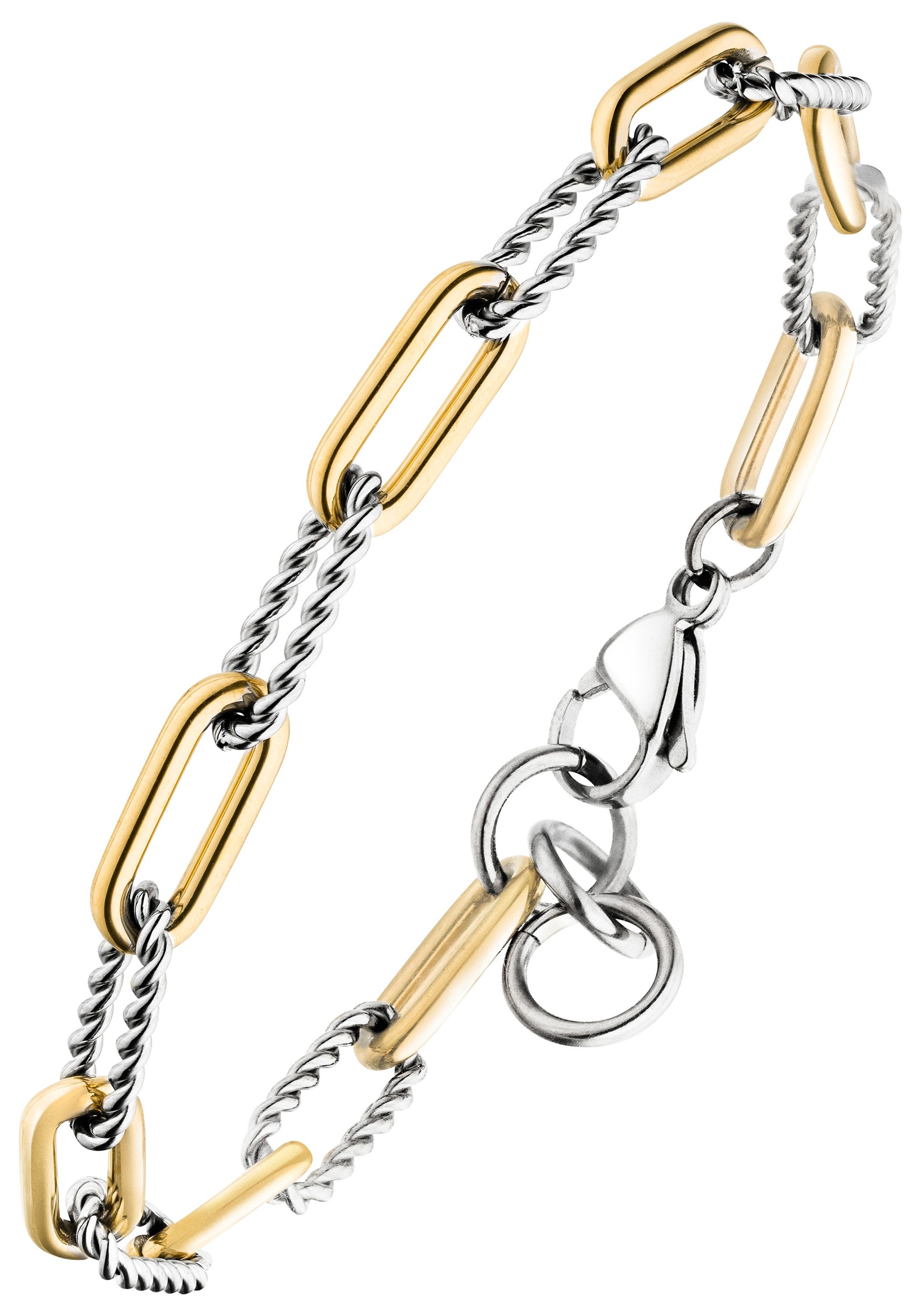 JOBO Armband Paperclip, aus Edelstahl Bicolor-Optik 21,5 cm