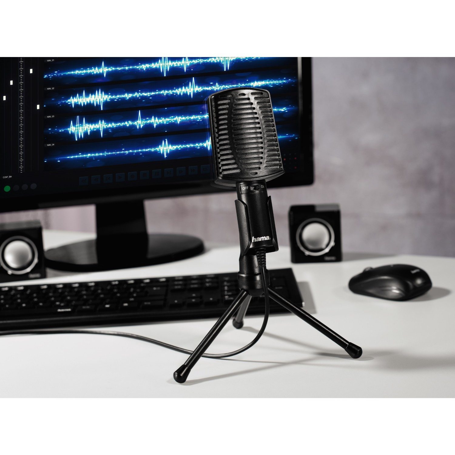 Hama Streaming-Mikrofon Mic Allround USB Tisch-Mikrofon Hand-Mikrofon (Set), Allround Mikrofon mit Standfuß Ständer Mikro Stativ PC Notebook