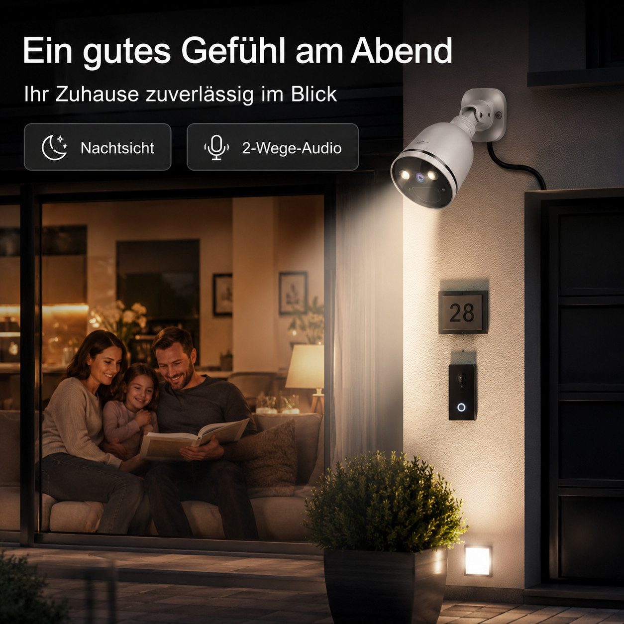 Winees Überwachungskamera (Außenbereich, Intelligente Erkennung, Nachtsicht und Einfache Installation, 1-tlg., 2.4/5GHz 4MP 2K WLAN, mit Spotlight) – Bild 5 von 5