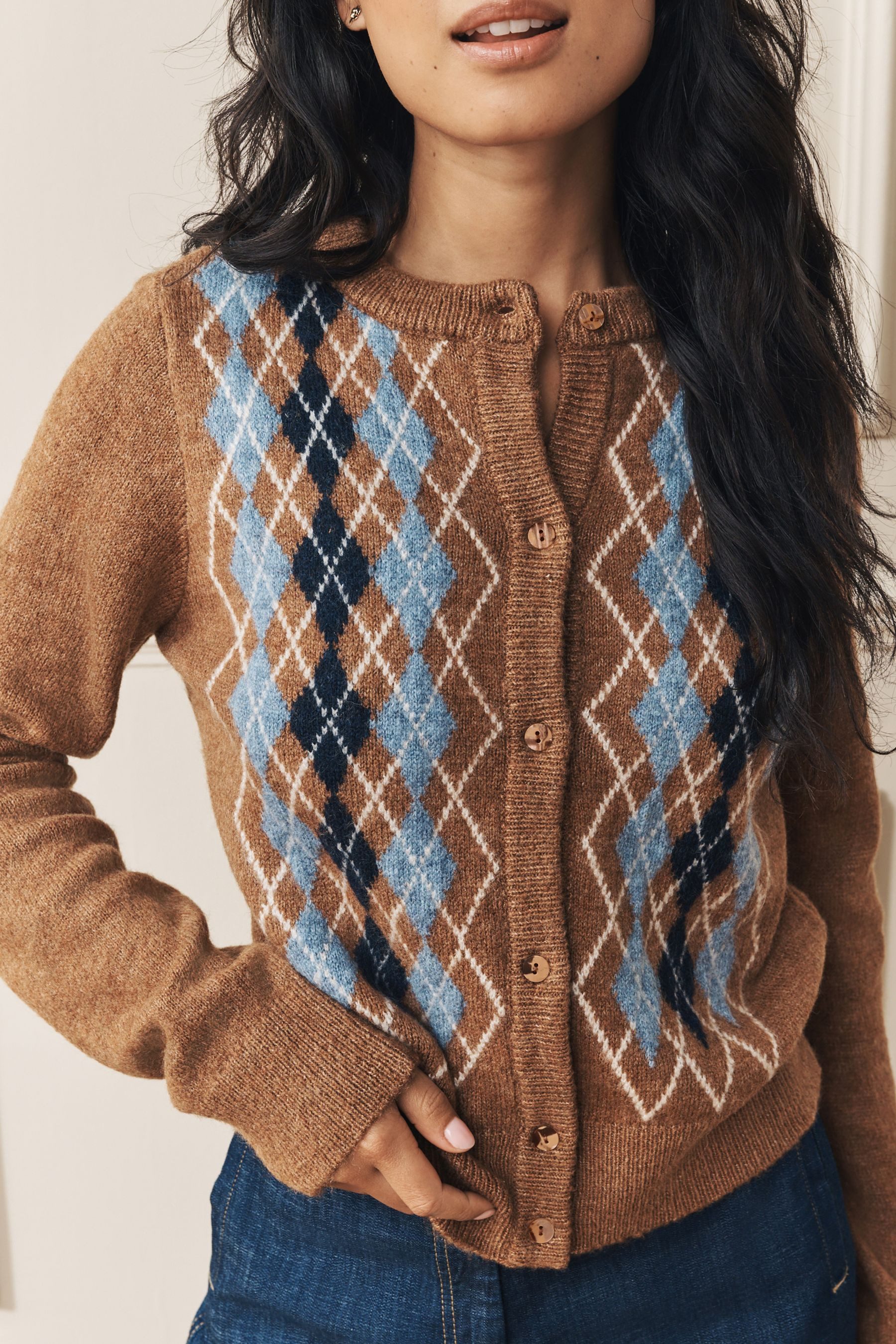 LAURA ASHLEY Strickjacke Laura Ashley Strickjacke mit Argyle-Muster (1-tlg)