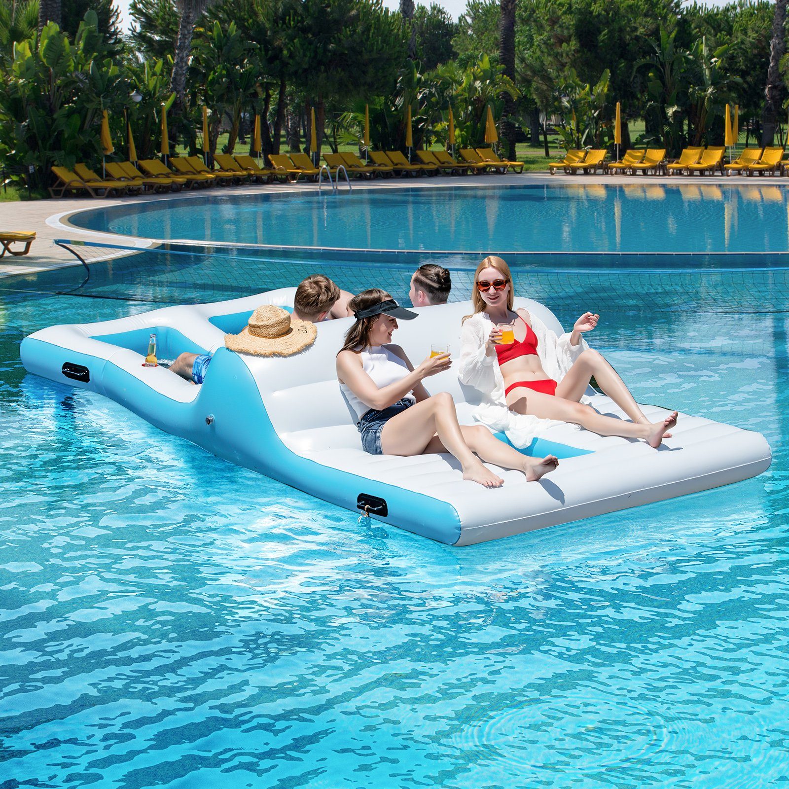 COSTWAY Luftmatratze »aufblasbar Badeinsel, Schwimmmatte«, mit 130W  Luftpumpe, für 4 Erwachsene 366x197x66cm online kaufen | OTTO